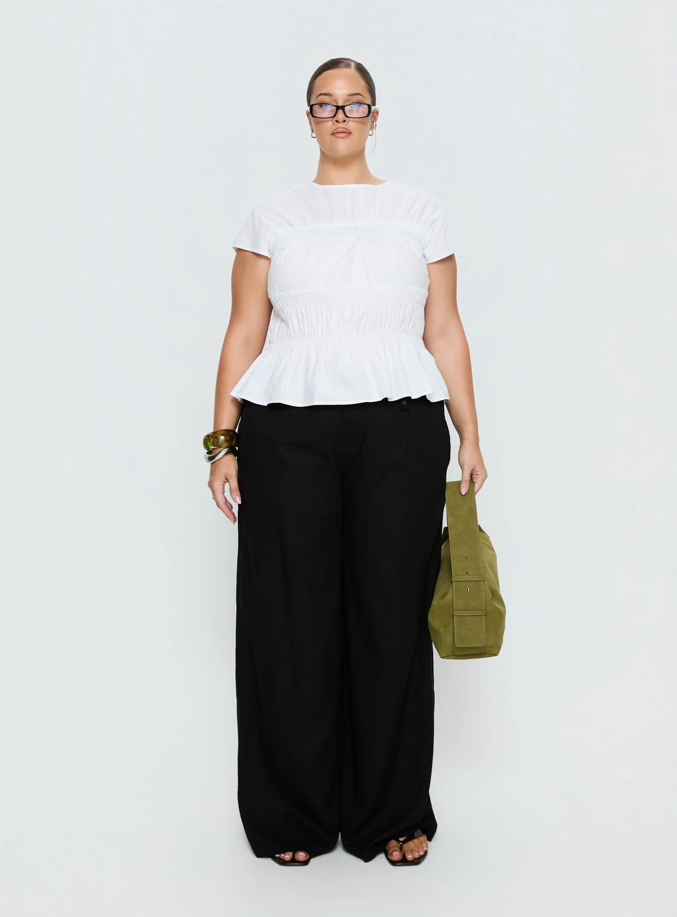 Dripping Diamonds Ruched Top White Curve - Image 7