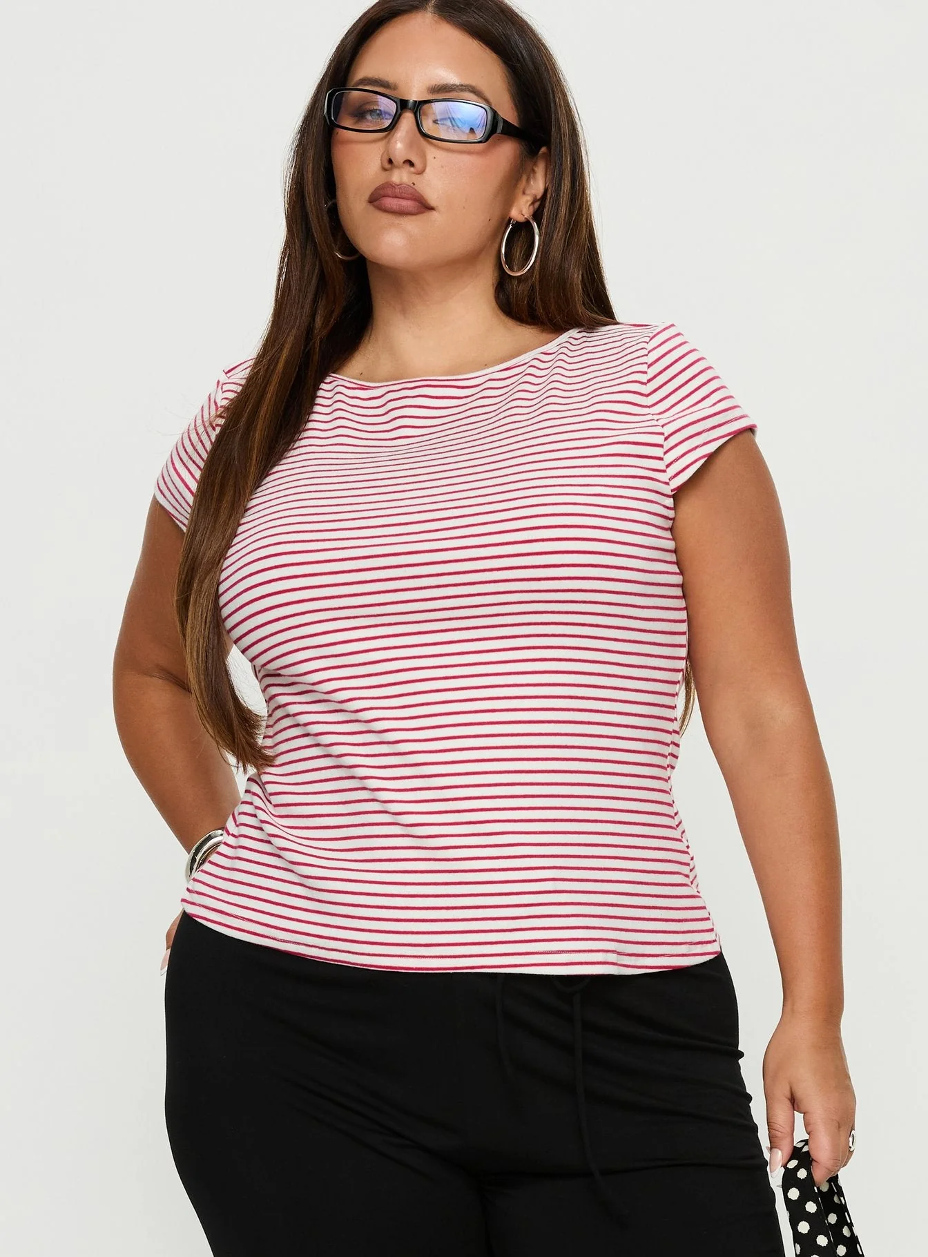 Drives Me Crazy Backless Top Red Stripe Curve - Image 2