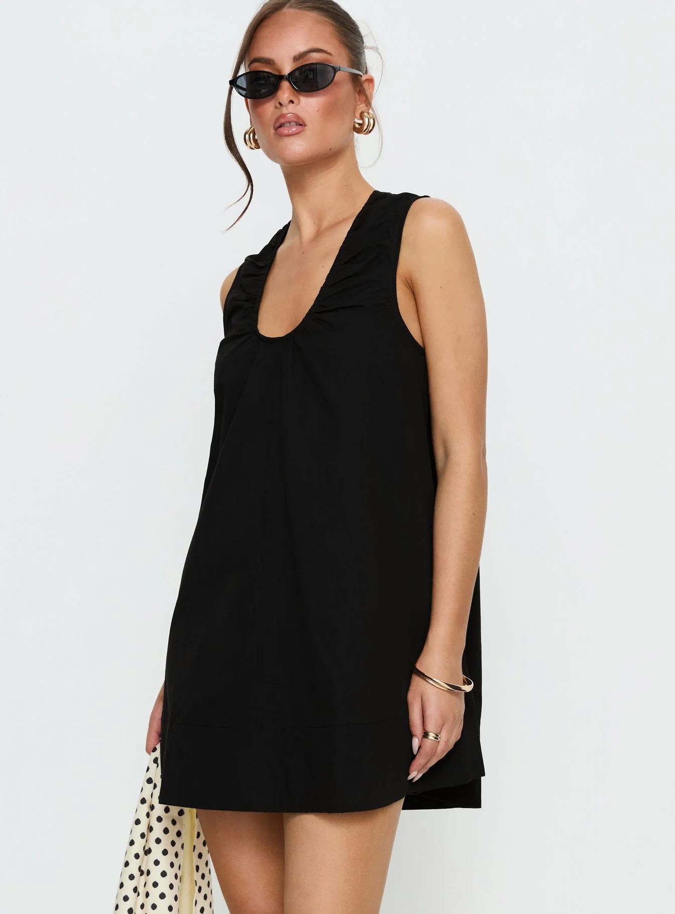 Eberta Ruched Baby Doll Mini Dress Black - Image 4