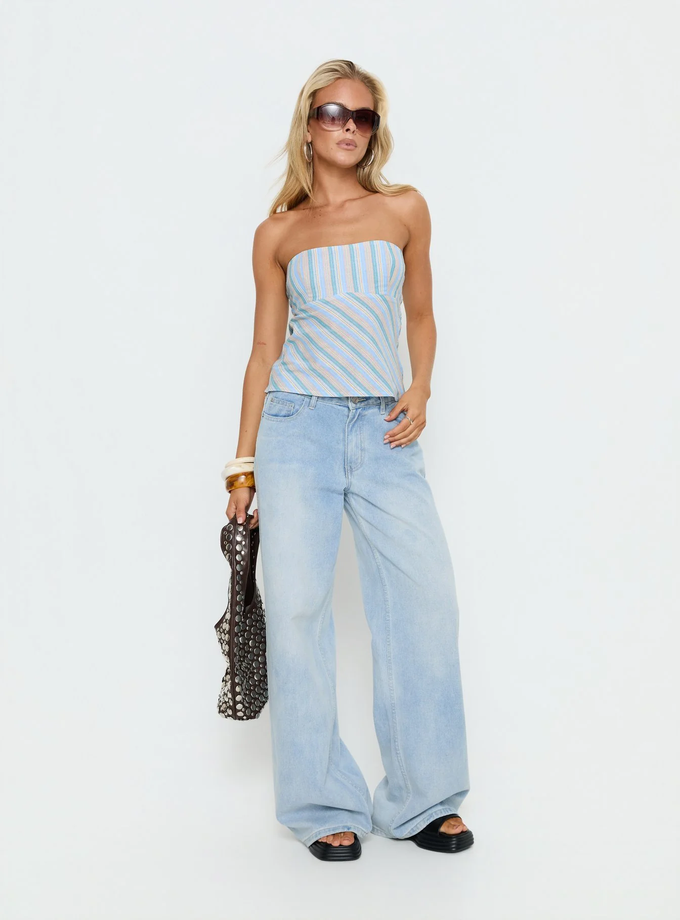 Elery Strapless Top Blue Stripe - Image 3