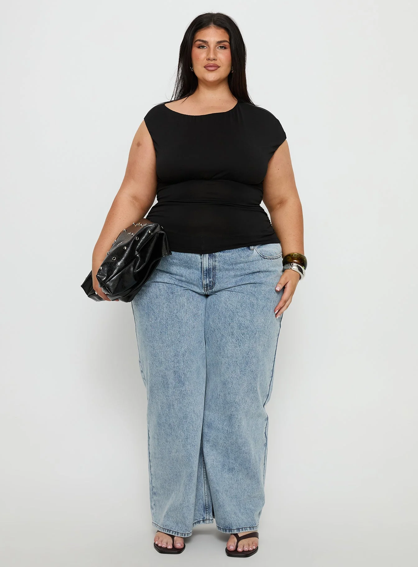 Emelyne Cinched Waist Top Black Curve - Image 6