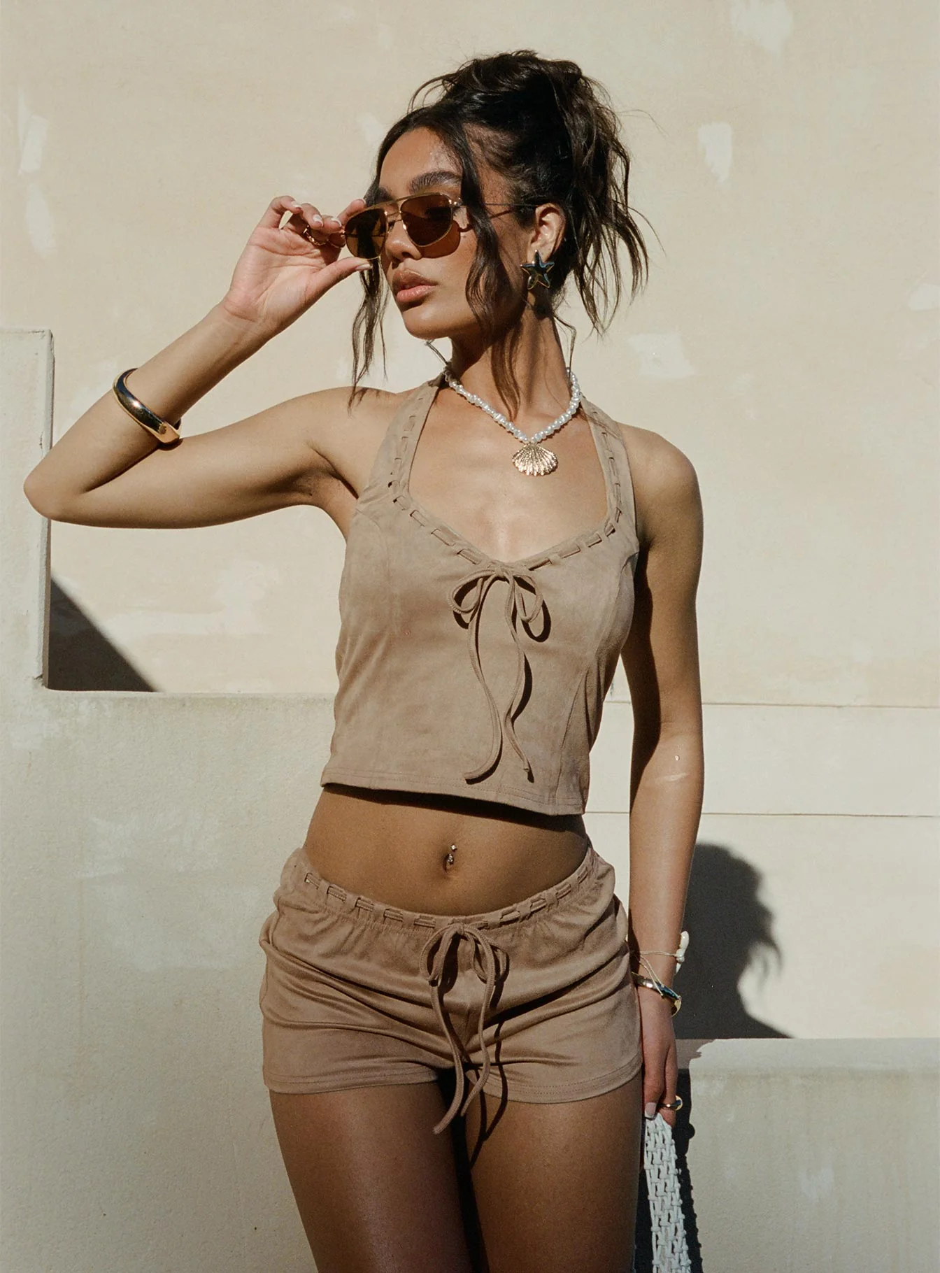 Eternal Youth Faux Suede Top Taupe - Image 3