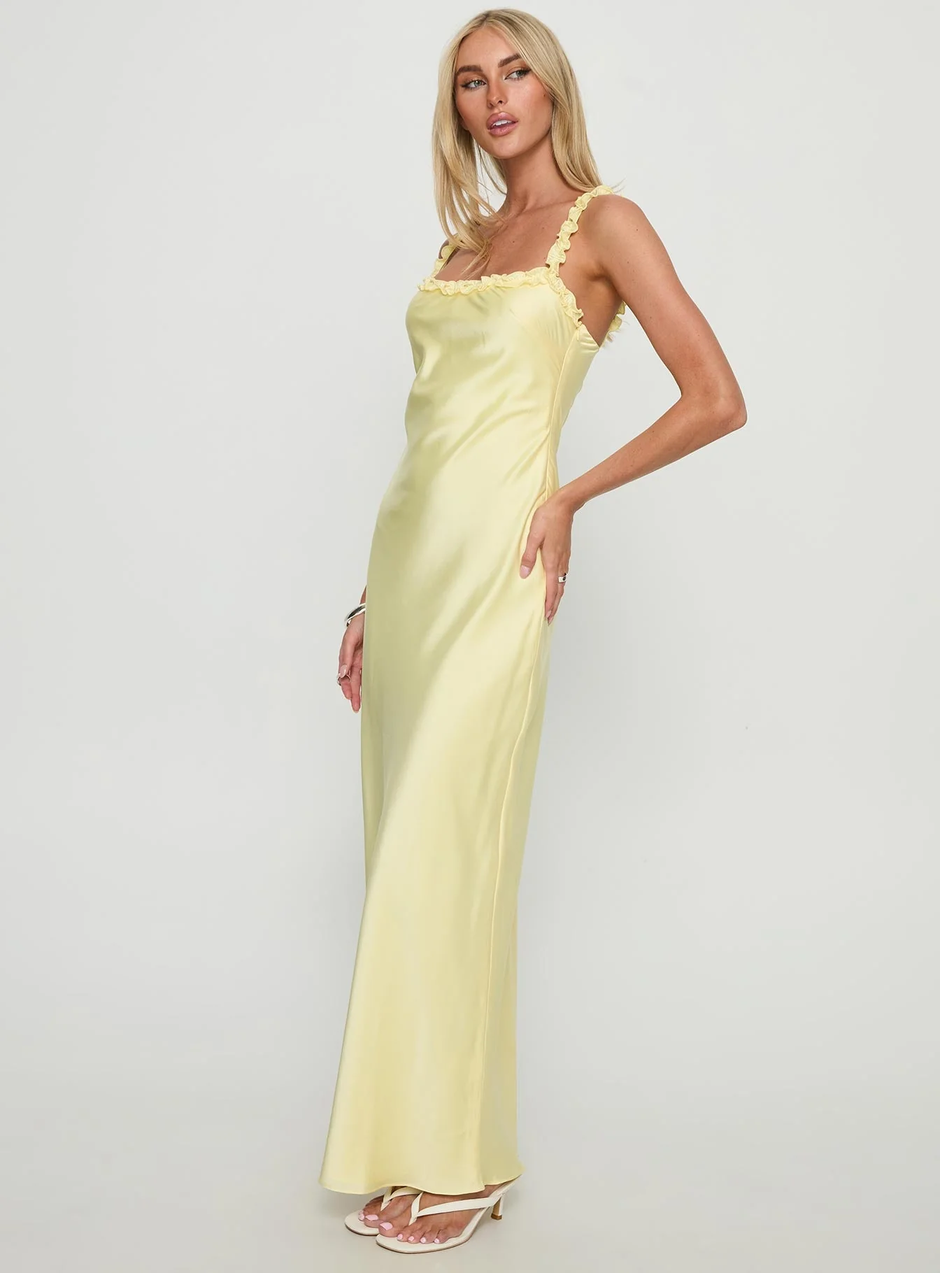 Everlea Frill Maxi Dress Yellow - Image 4