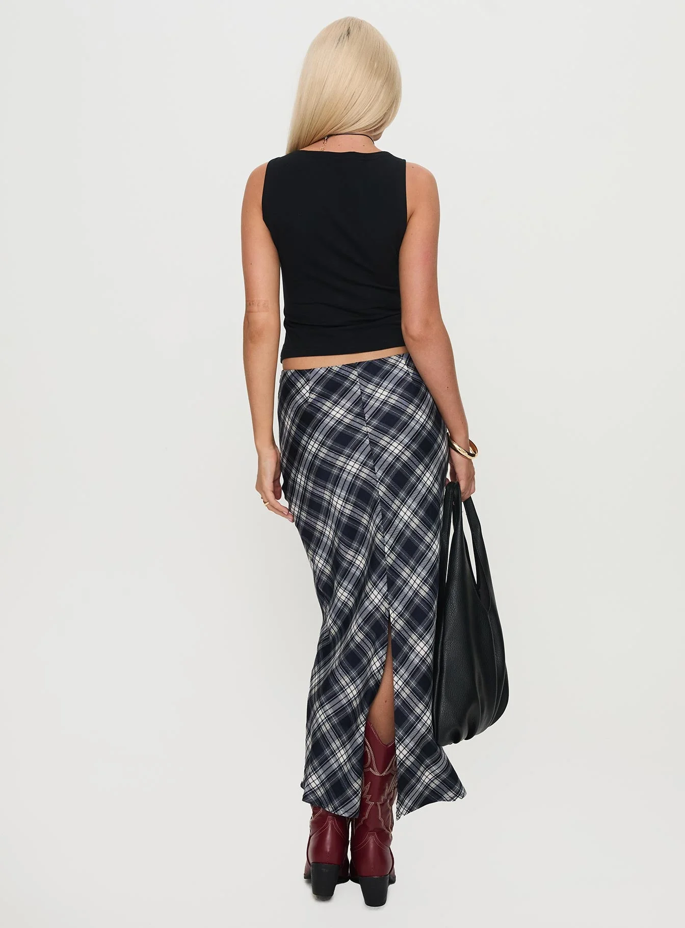 Everlie Low Waist Maxi Skirt Check Multi Petite - Image 5