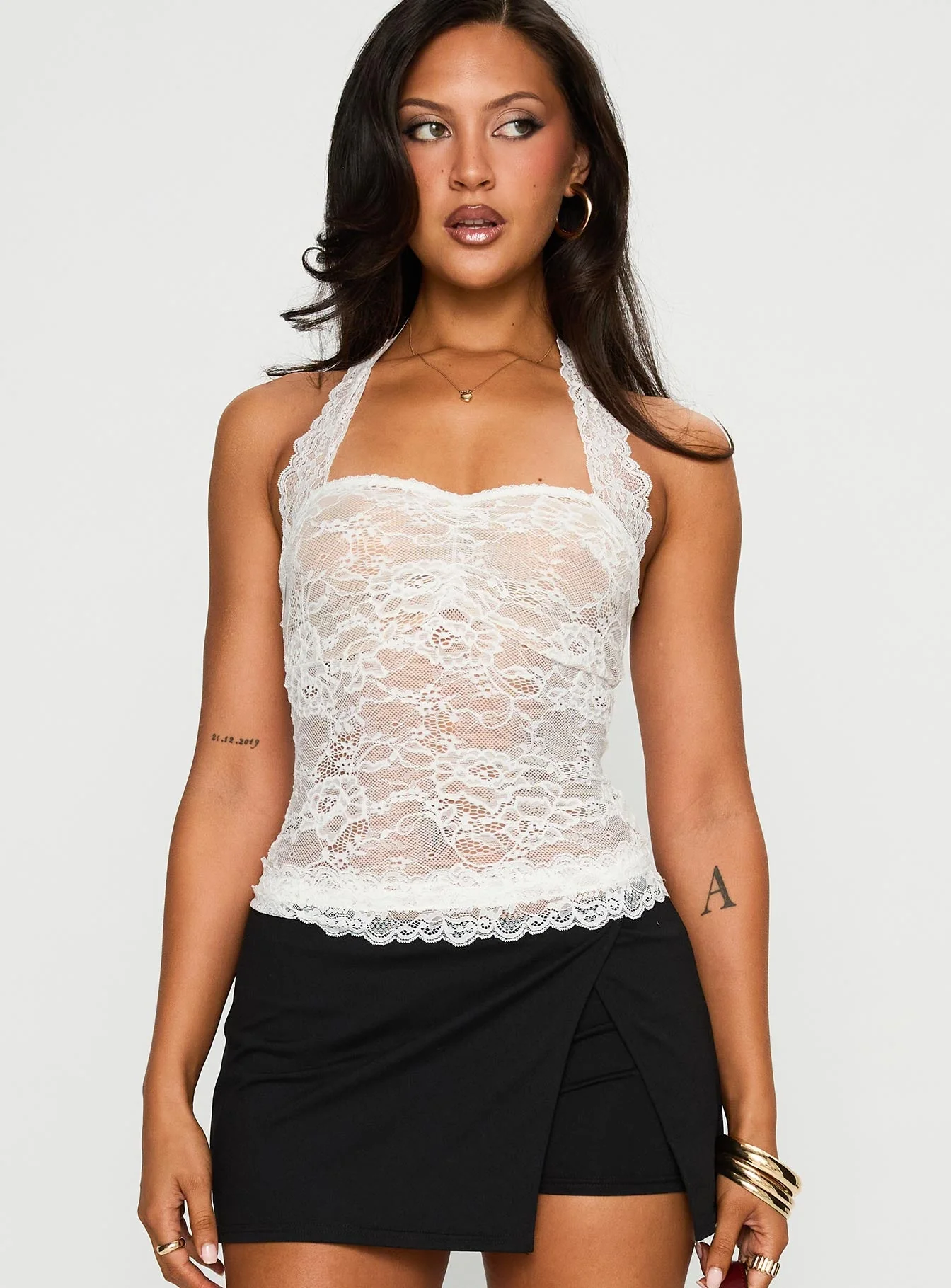 Fantasize Lace Halter Top White - Image 2