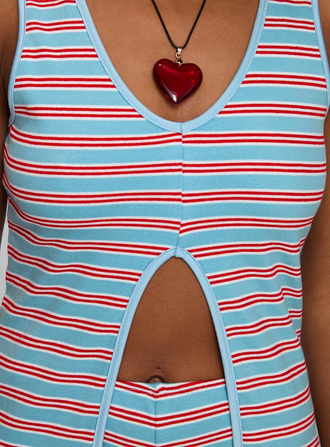 Berries Split Detail Top Blue / Red Stripe - Image 6