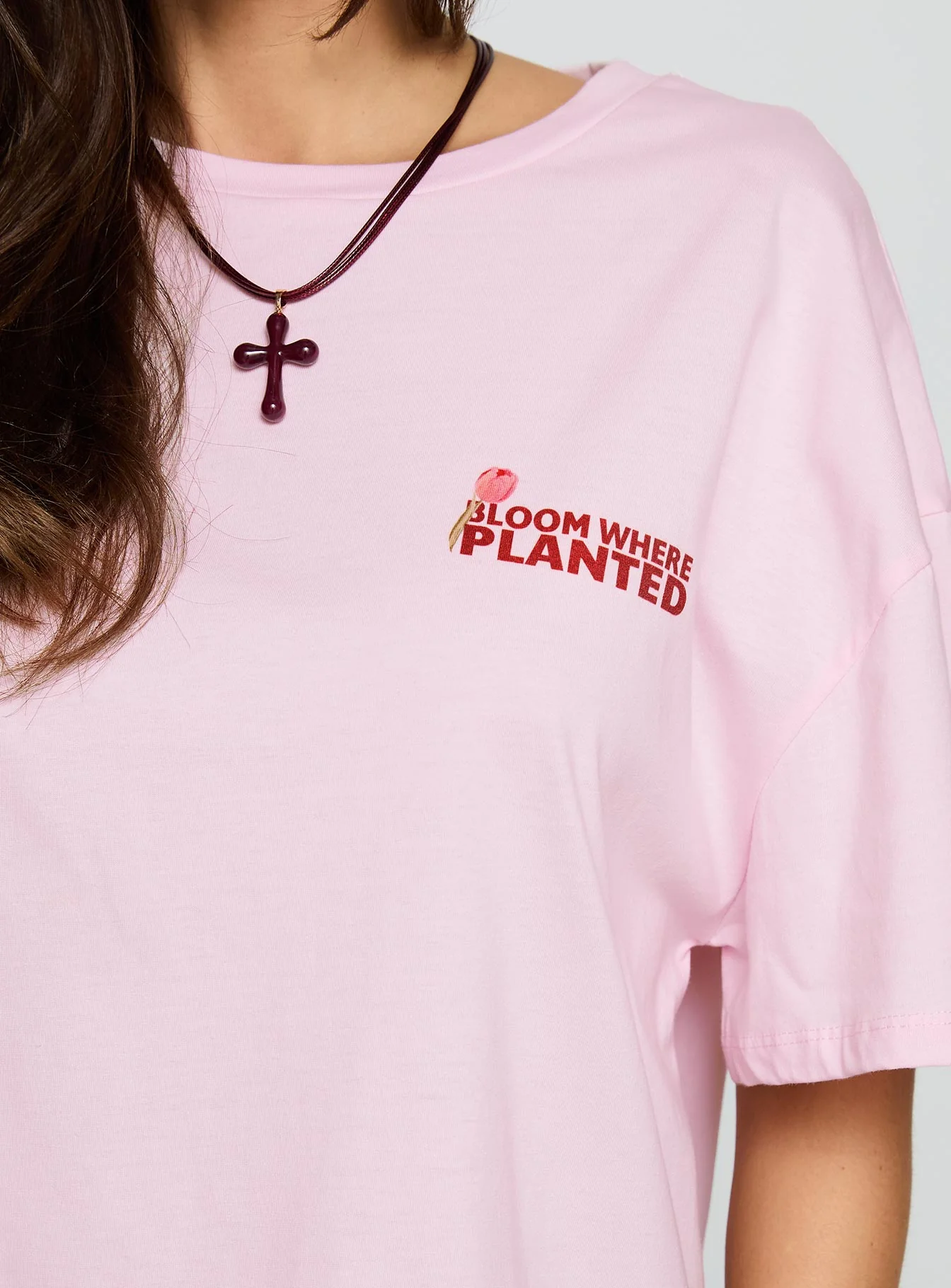 Flower Chart Oversized Tee Pink - Image 6