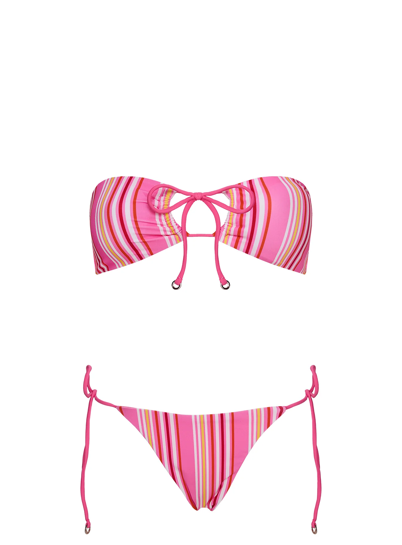 Fluera High Side Tie Bikini Bottoms Pink Stripe - Image 5