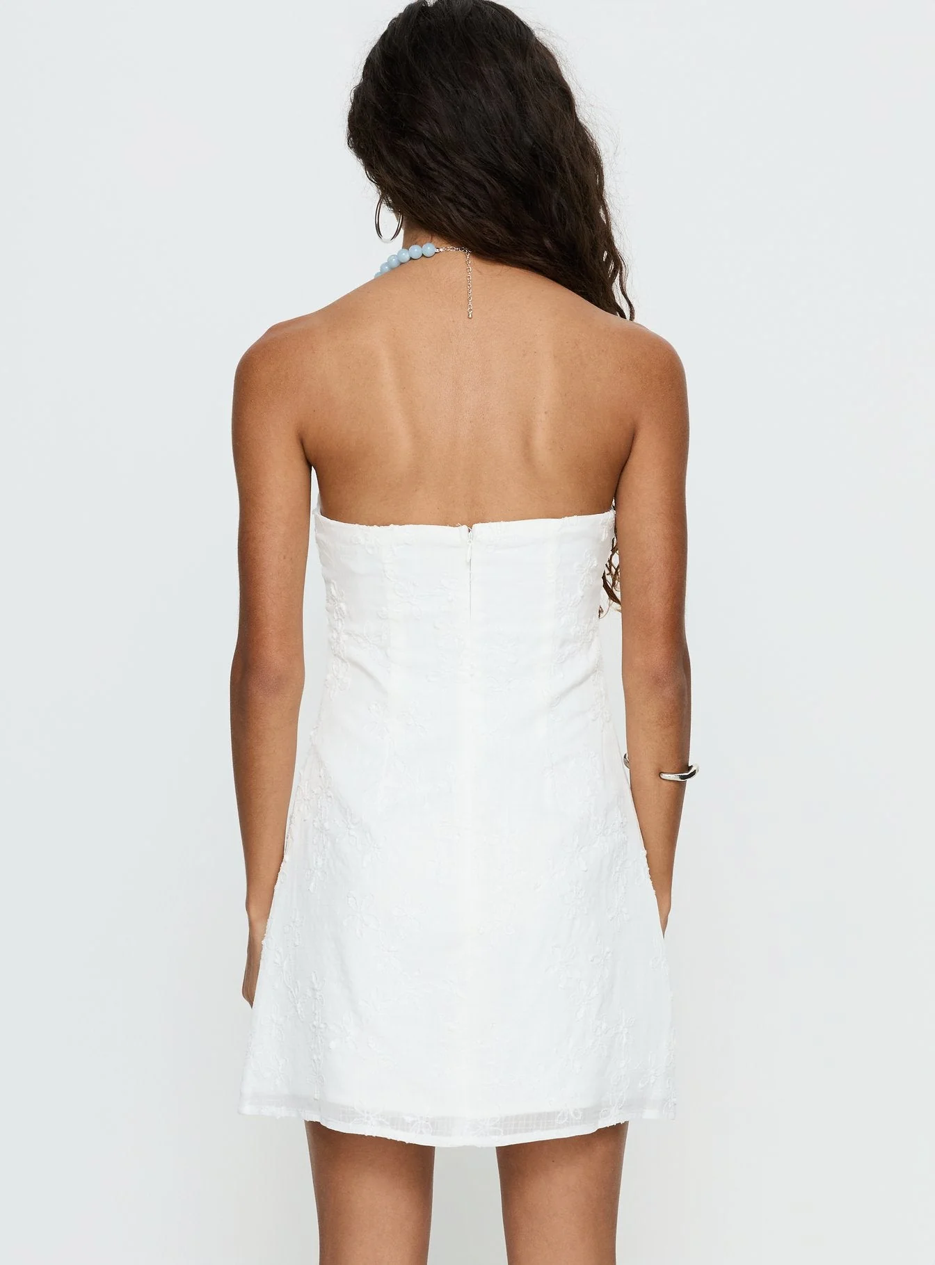 Glenne Strapless Embroidered Playsuit White - Image 5