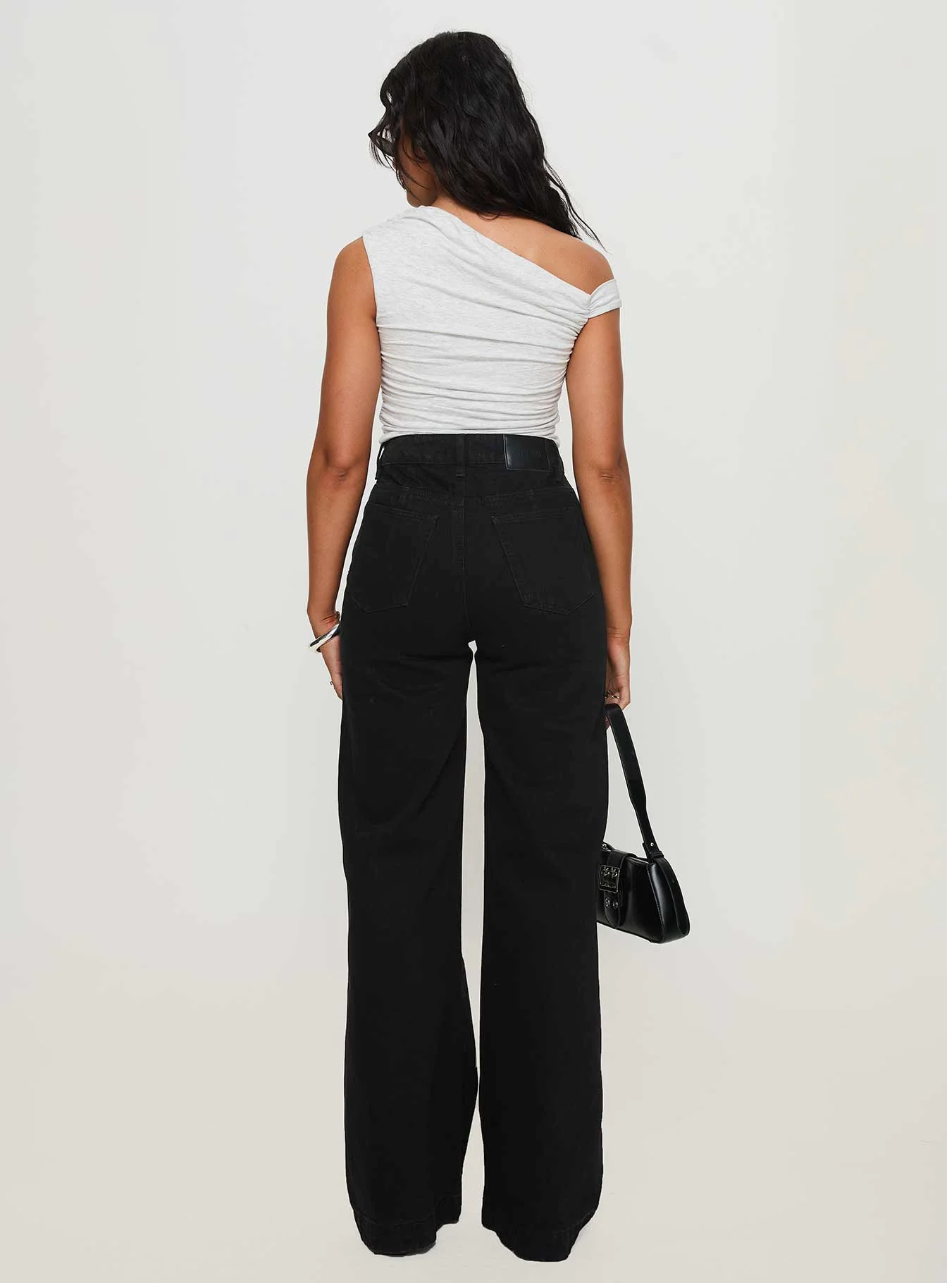 Goldie High Rise Wide Leg Jeans Black Petite - Image 6