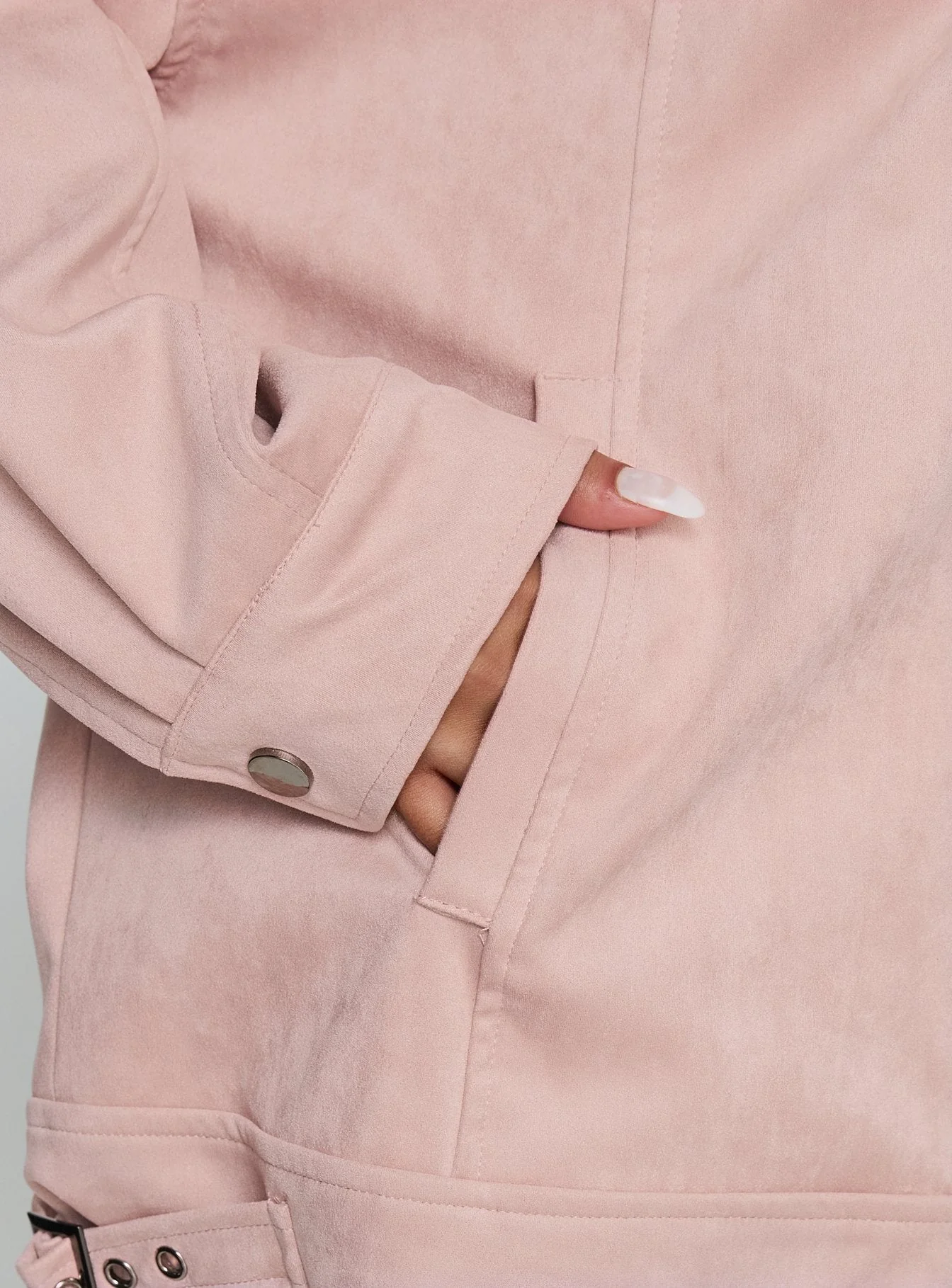 Goldsmith Faux Suede Bomber Jacket Pink - Image 7