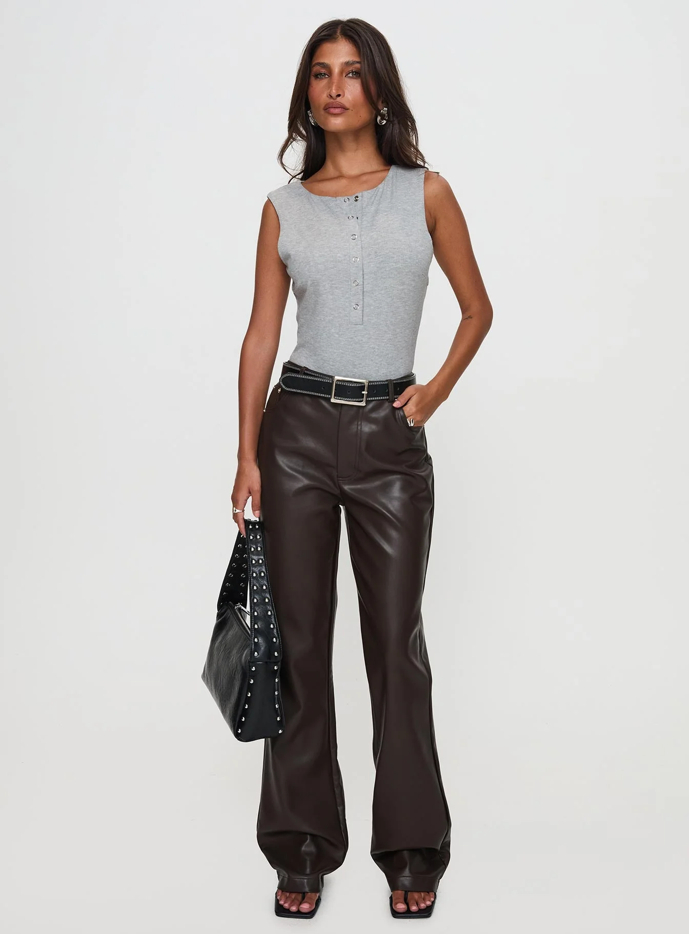 Good Impression Button Up Bodysuit Grey - Image 2