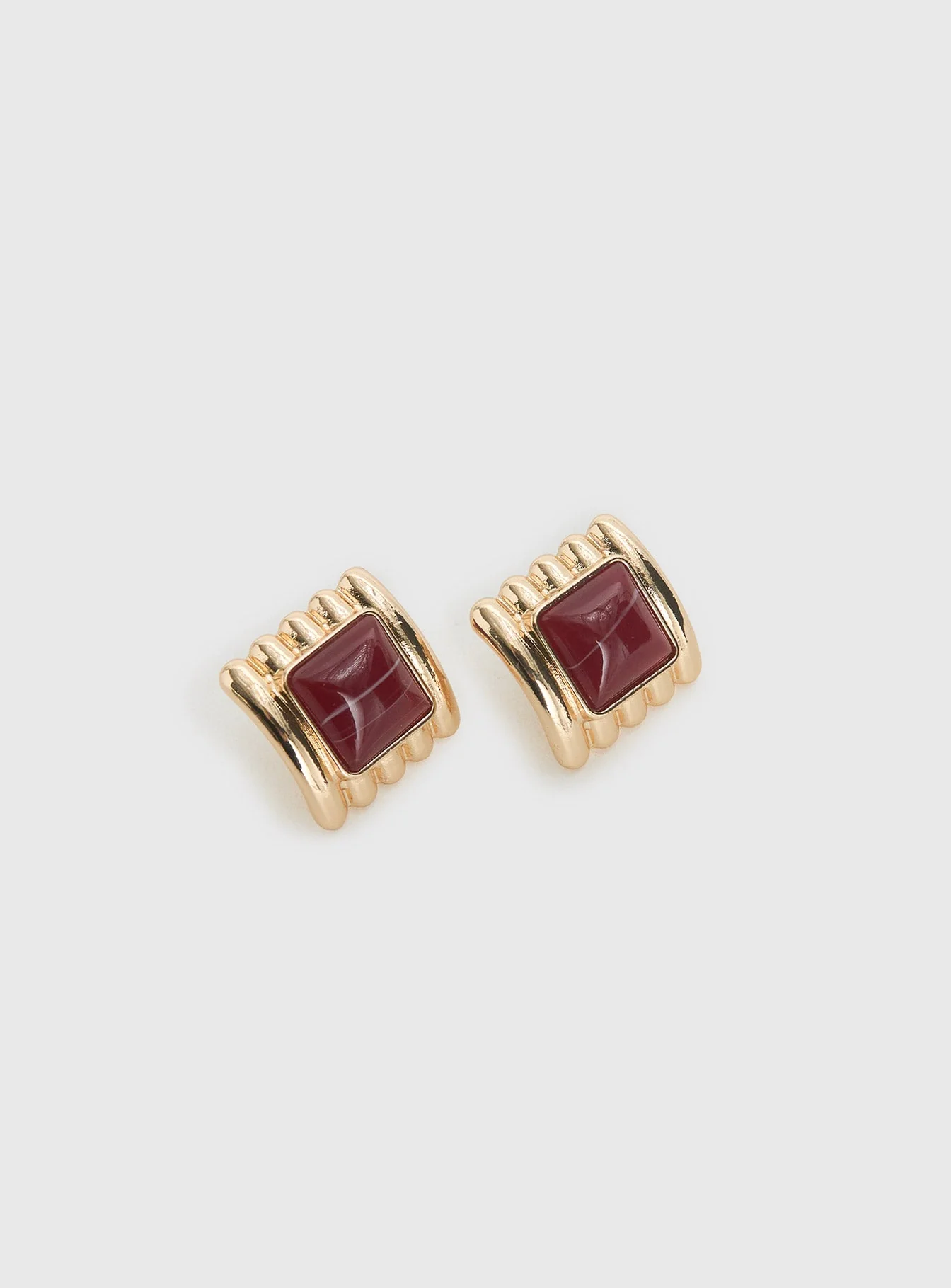Grant My Wish Square Earrings Gold / Red - Image 2