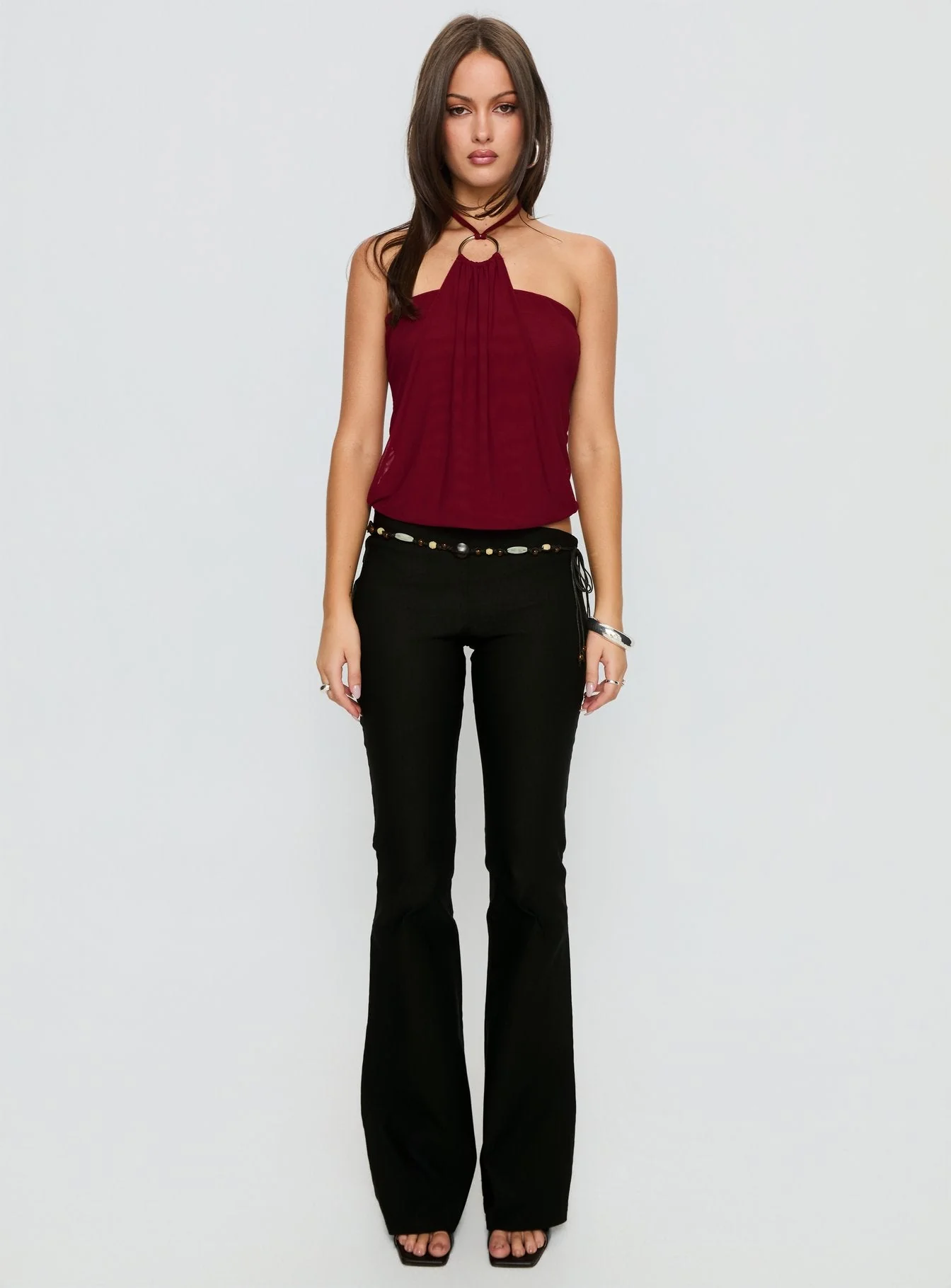 Hedlea Draped Ring Detail Top Wine - Image 7
