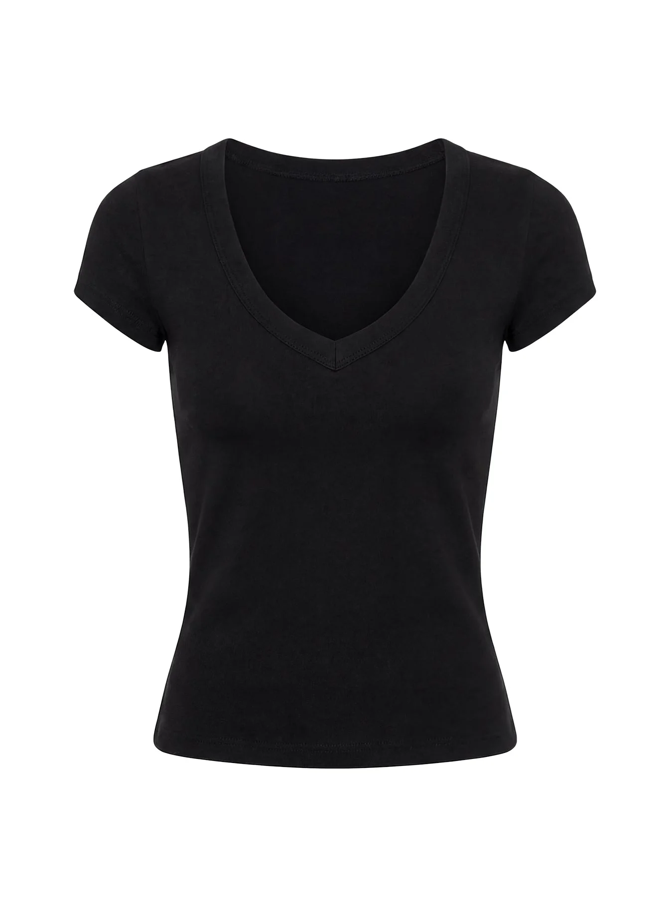 Daily Define Deep V Short Sleeve Top Black - Image 9