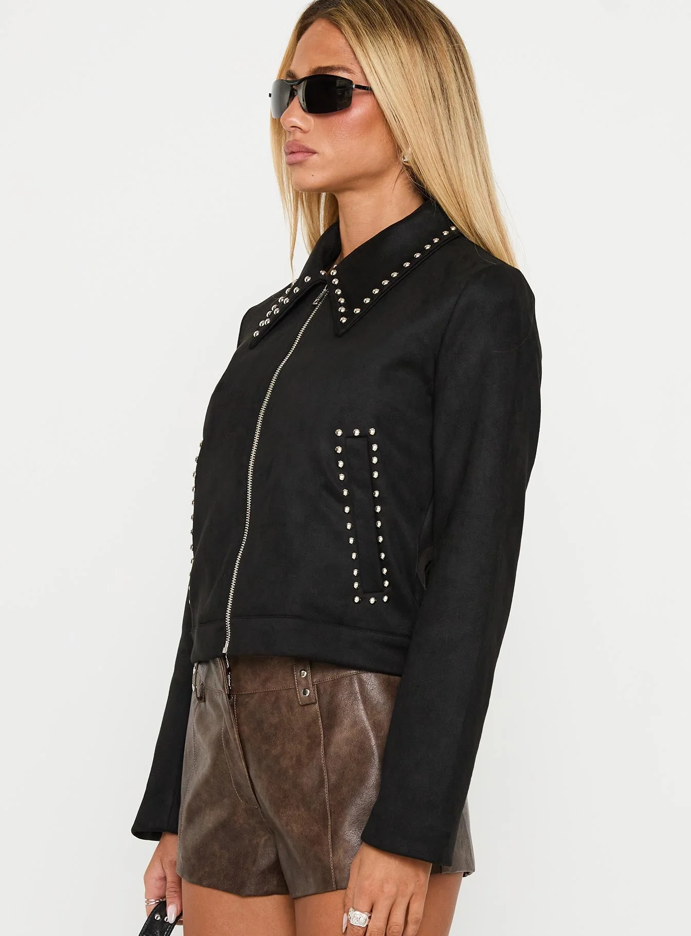 Hurleigh Faux Suede Jacket Black - Image 4