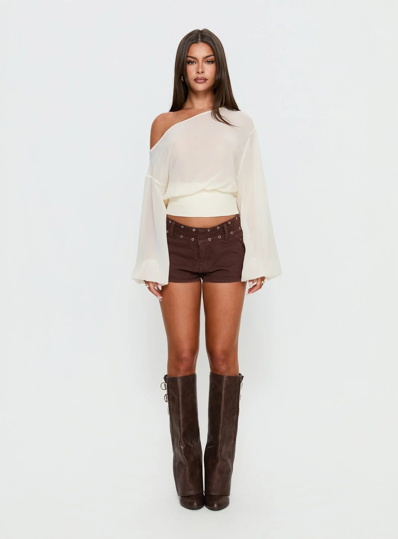 Idalina Slouchy Chiffon Top Cream - Image 7