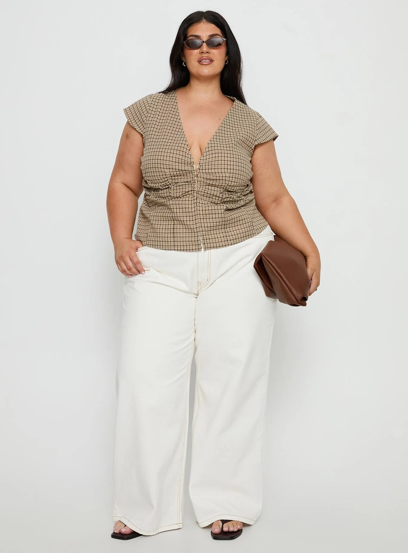 Indulgence Corset Top Beige Check Curve - Image 3