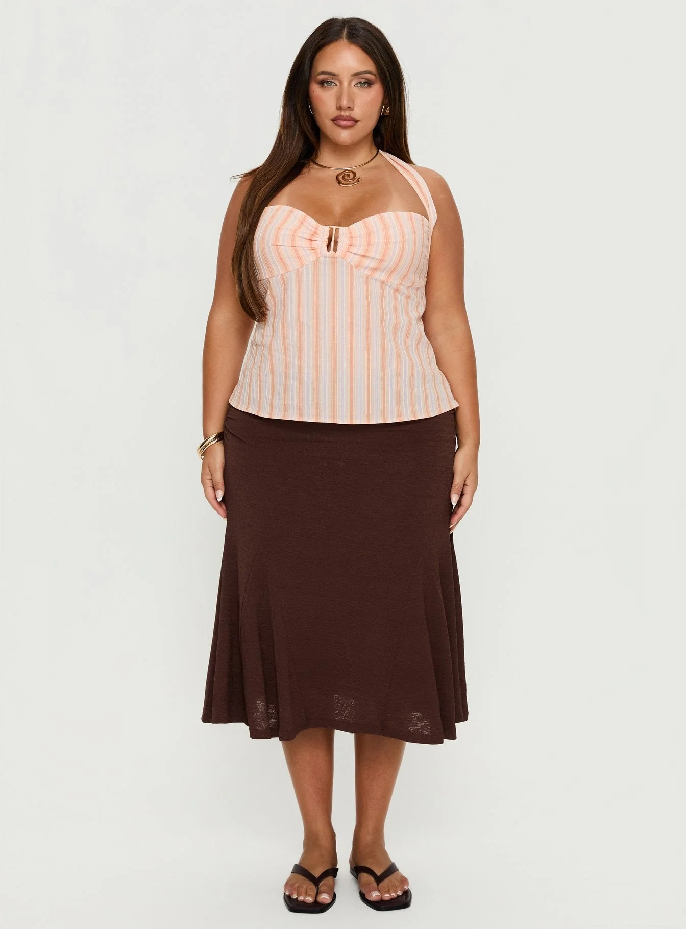 Isabetta Halter Top Orange Stripe Curve - Image 7