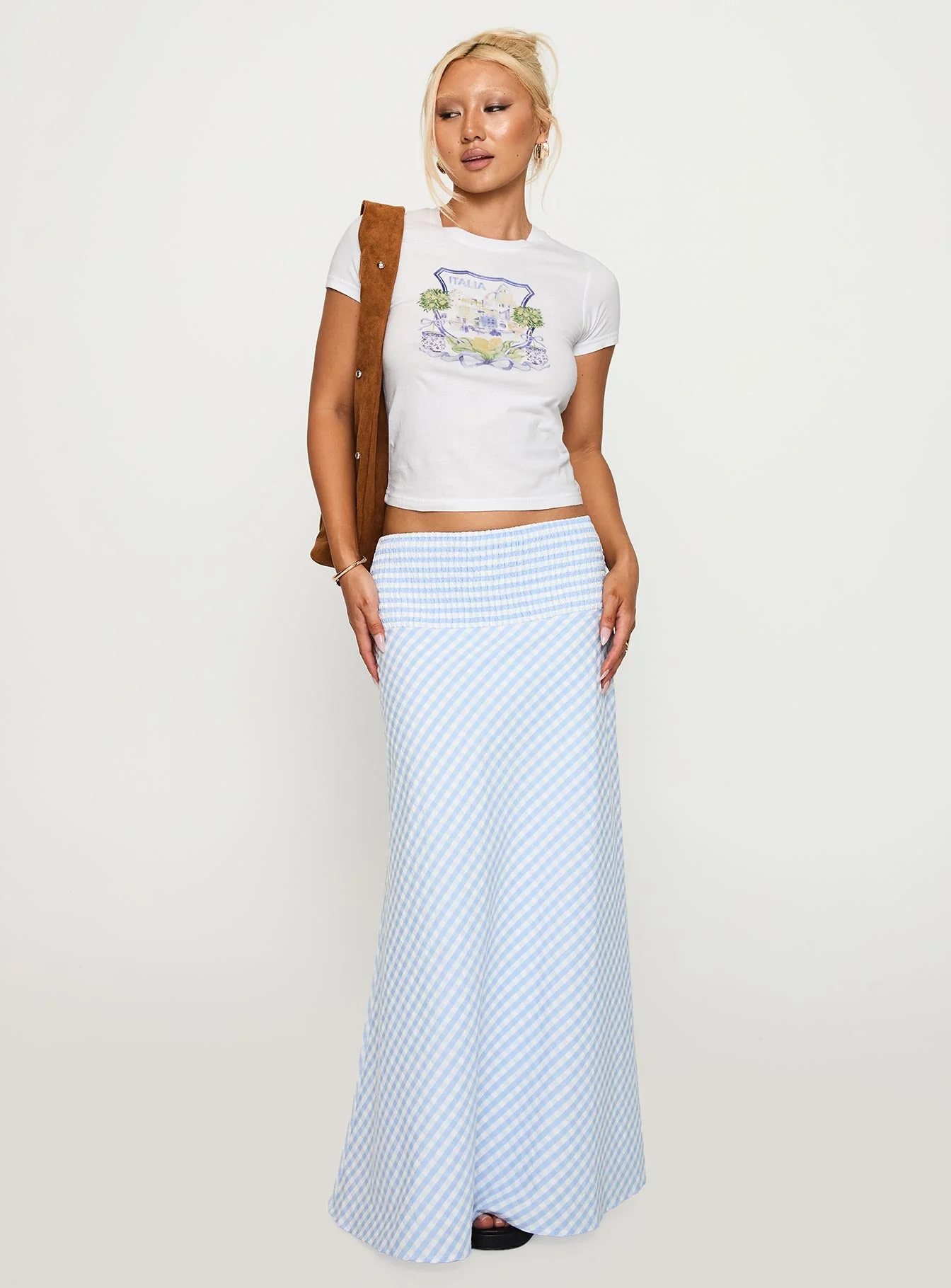Italia Lemon Bow Graphic Top White - Image 3