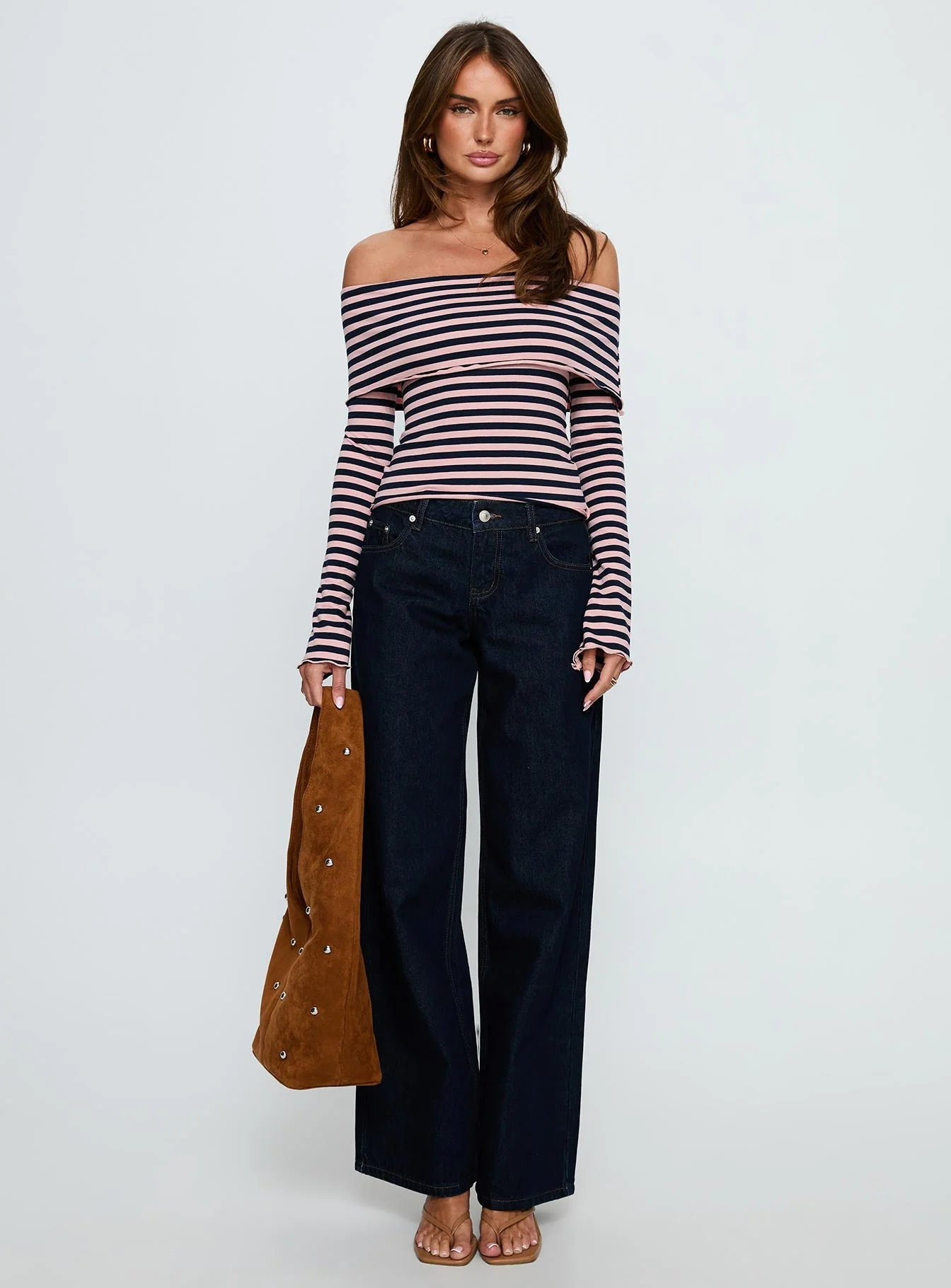 Janicia Off Shoulder Top Pink Stripe - Image 7
