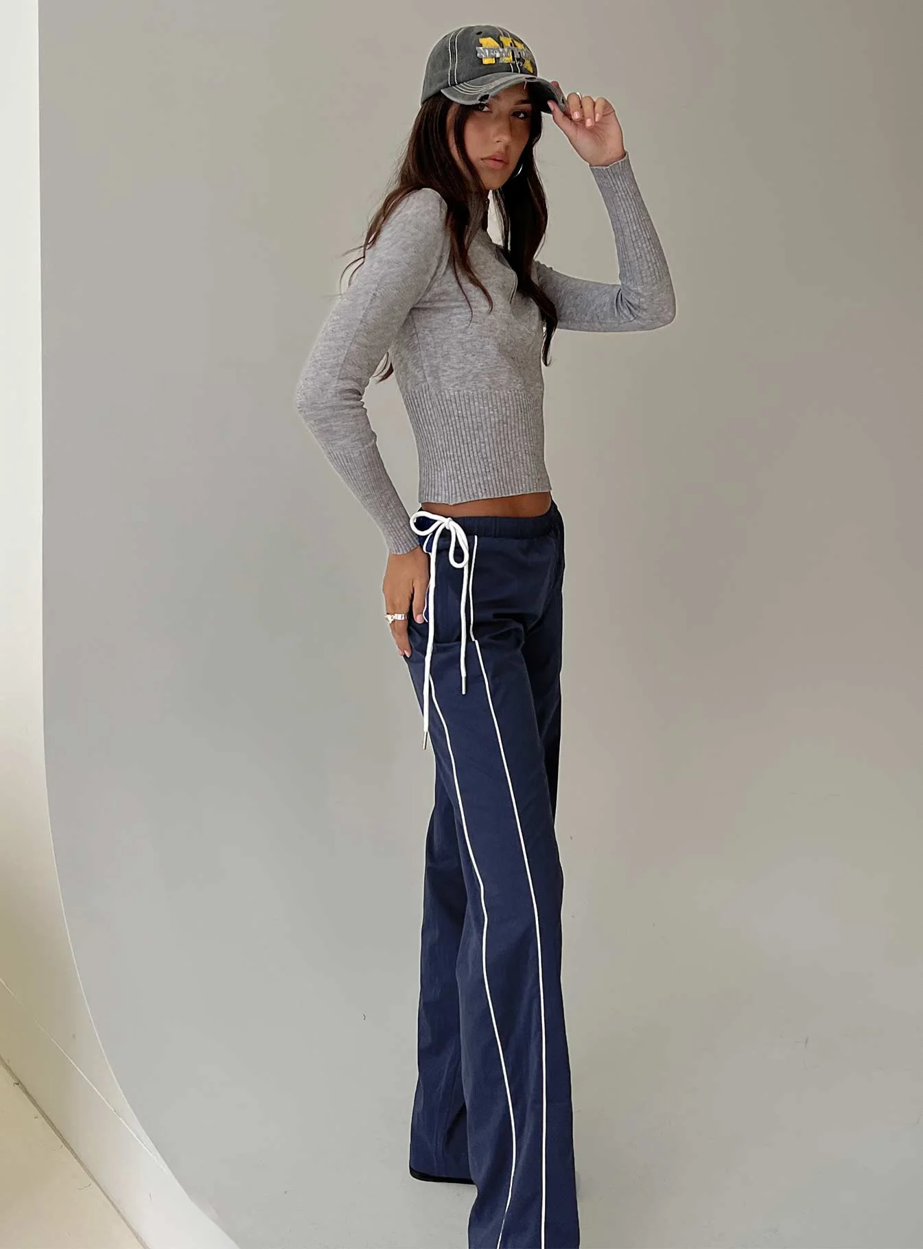Jaycie Tie Side Track Pant Navy