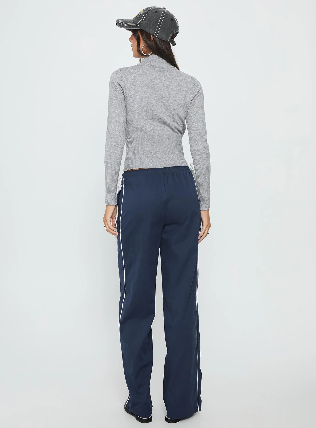 Jaycie Tie Side Track Pant Navy - Image 5