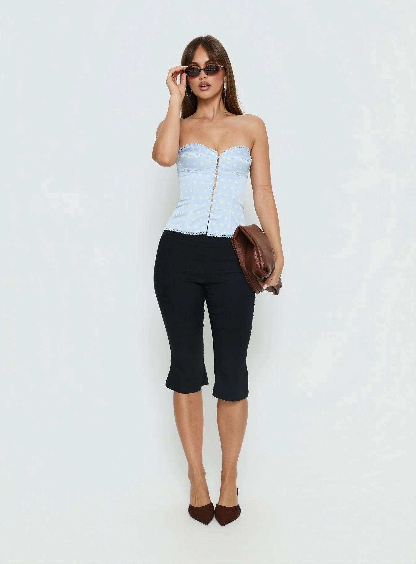 Jazzy Strapless Corset Top Blue / Lemon Polka - Image 3