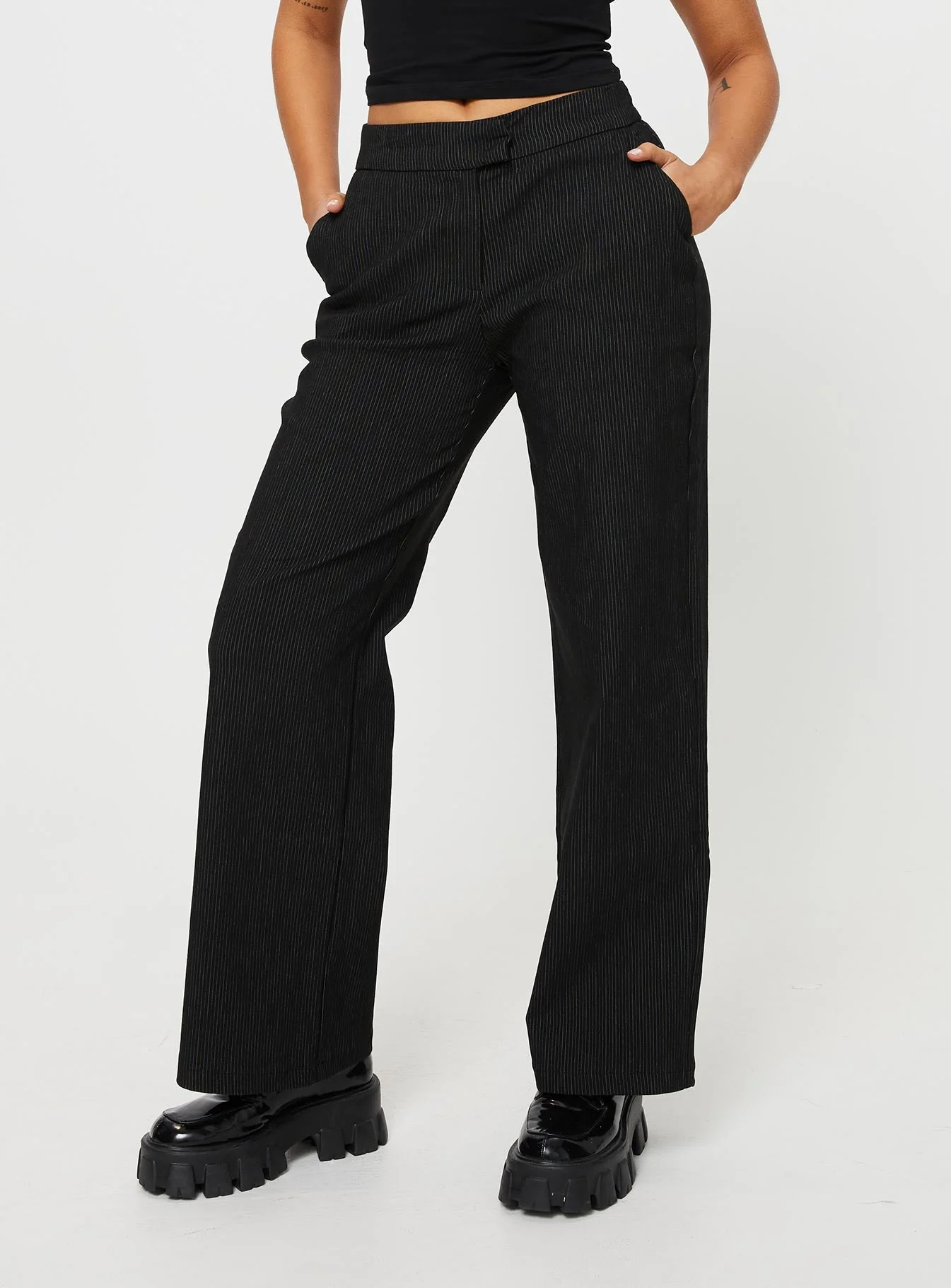 Jeller Pinstripe Pants Black Petite - Image 2