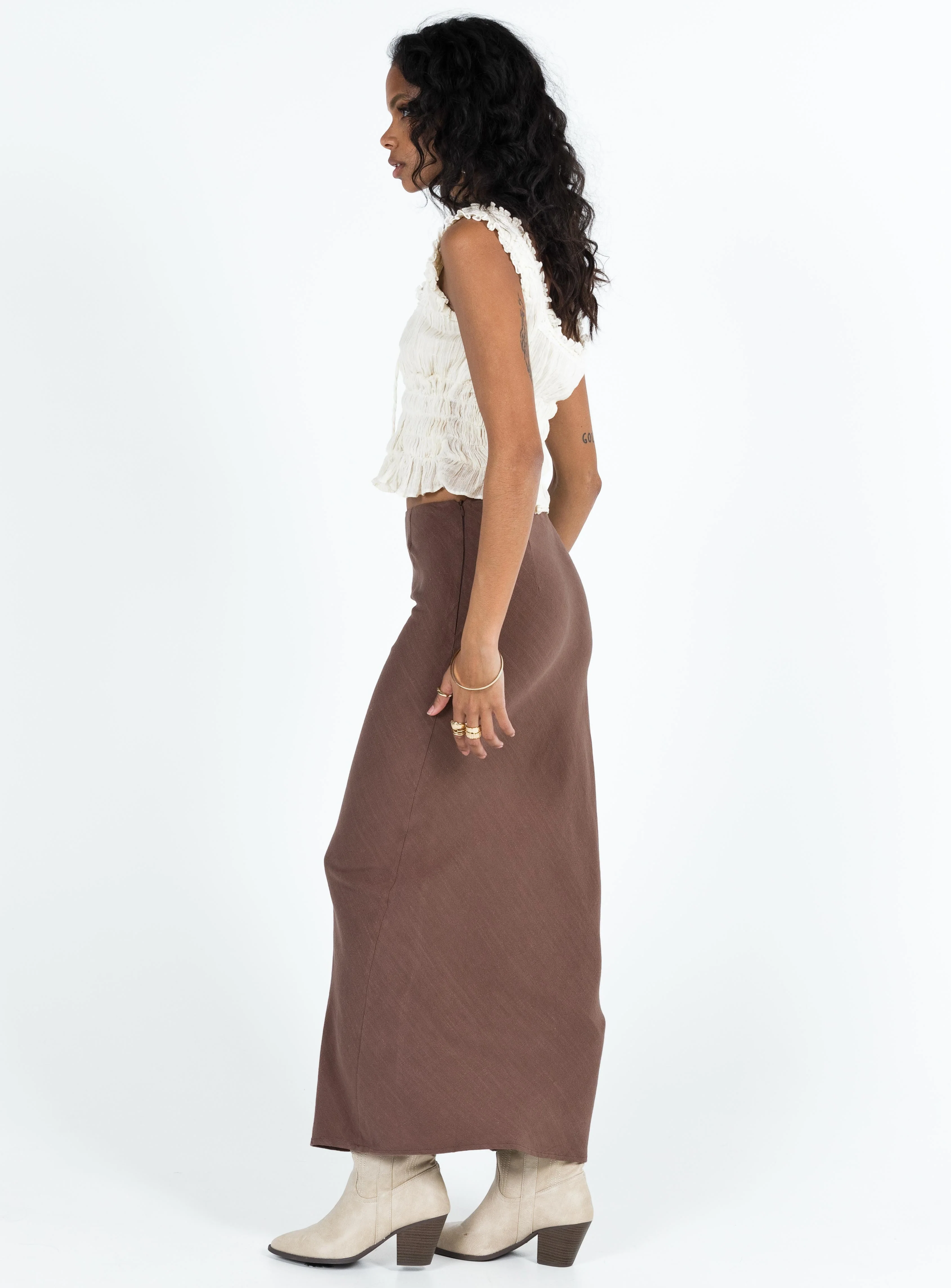 Jodie Maxi Skirt Brown - Image 3