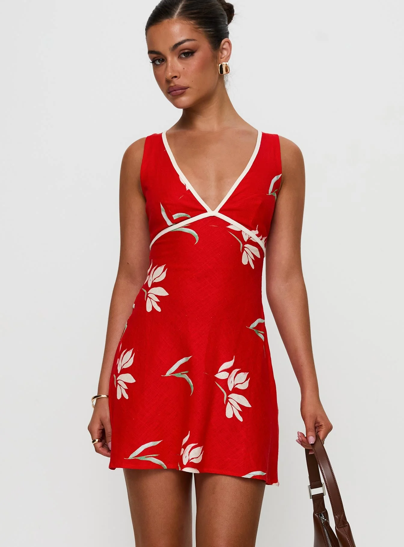 Juli Mini Dress Red Floral - Image 2