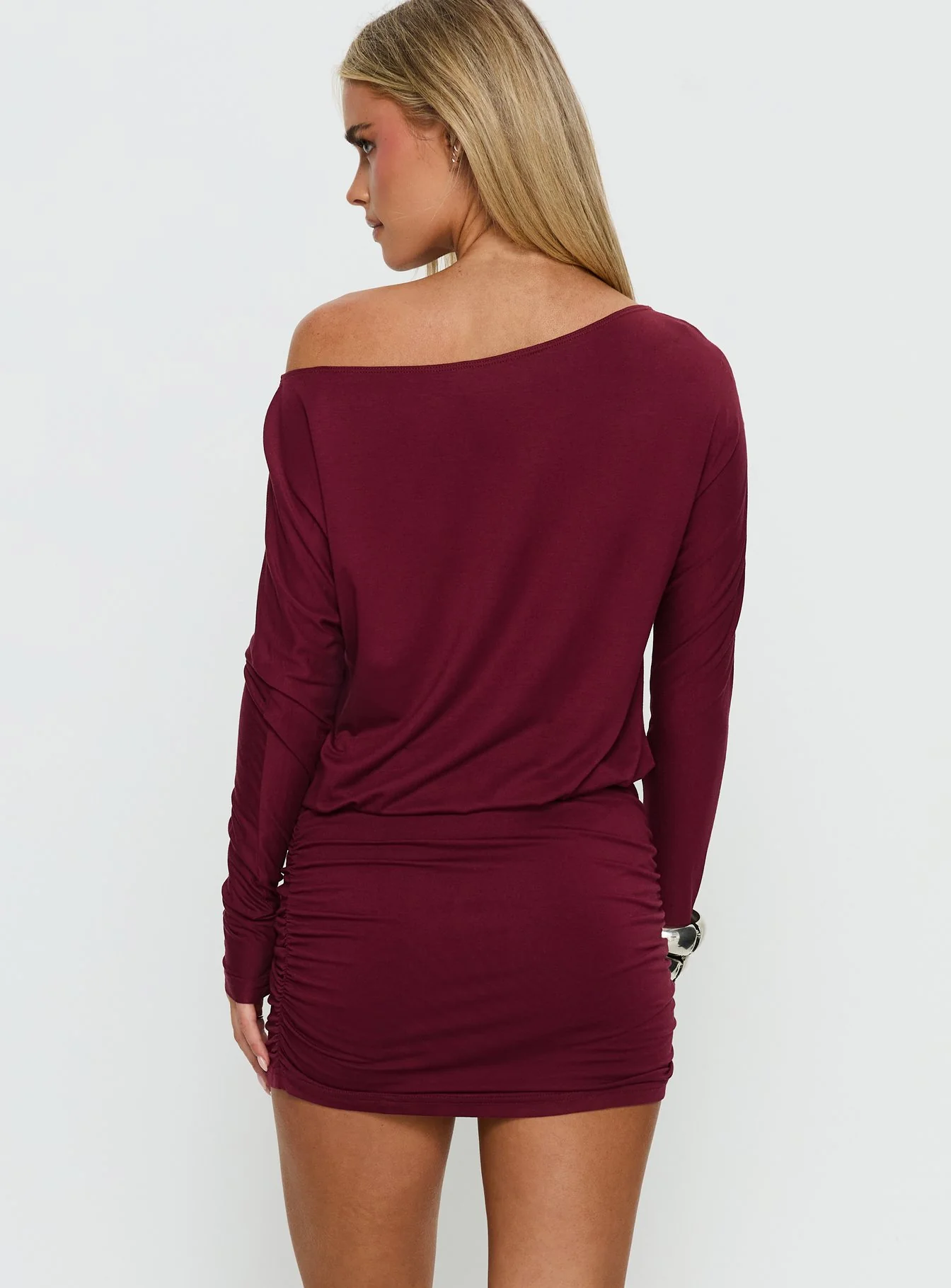 Kaitlinn Ruched Long Sleeve Playsuit Red - Image 5