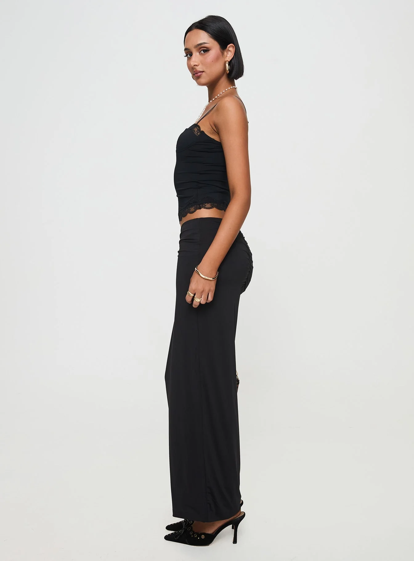 Kalyn Ruched Front Maxi Skirt Black - Image 4