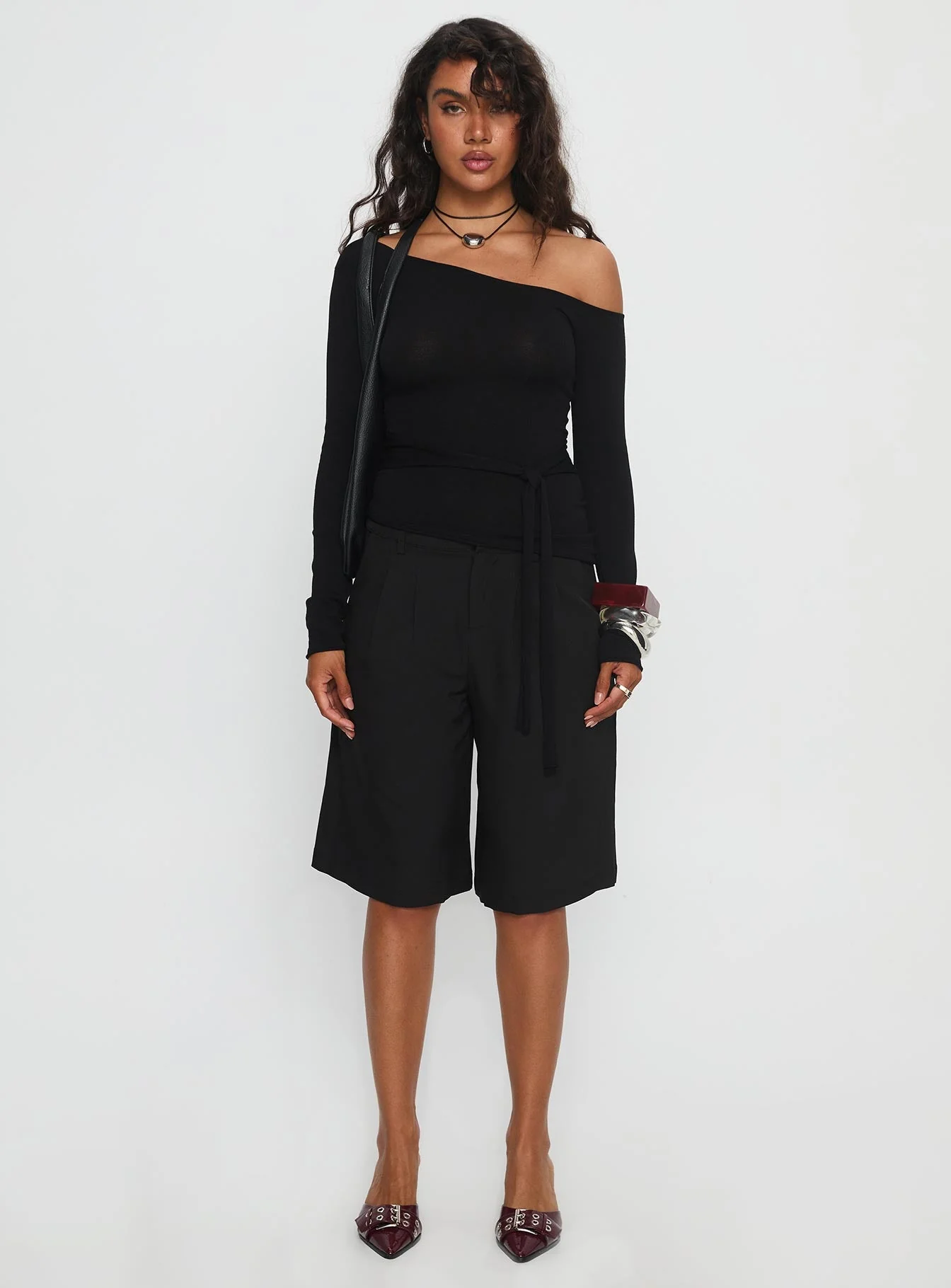Kastor One Shoulder Long Sleeve Top Black - Image 7