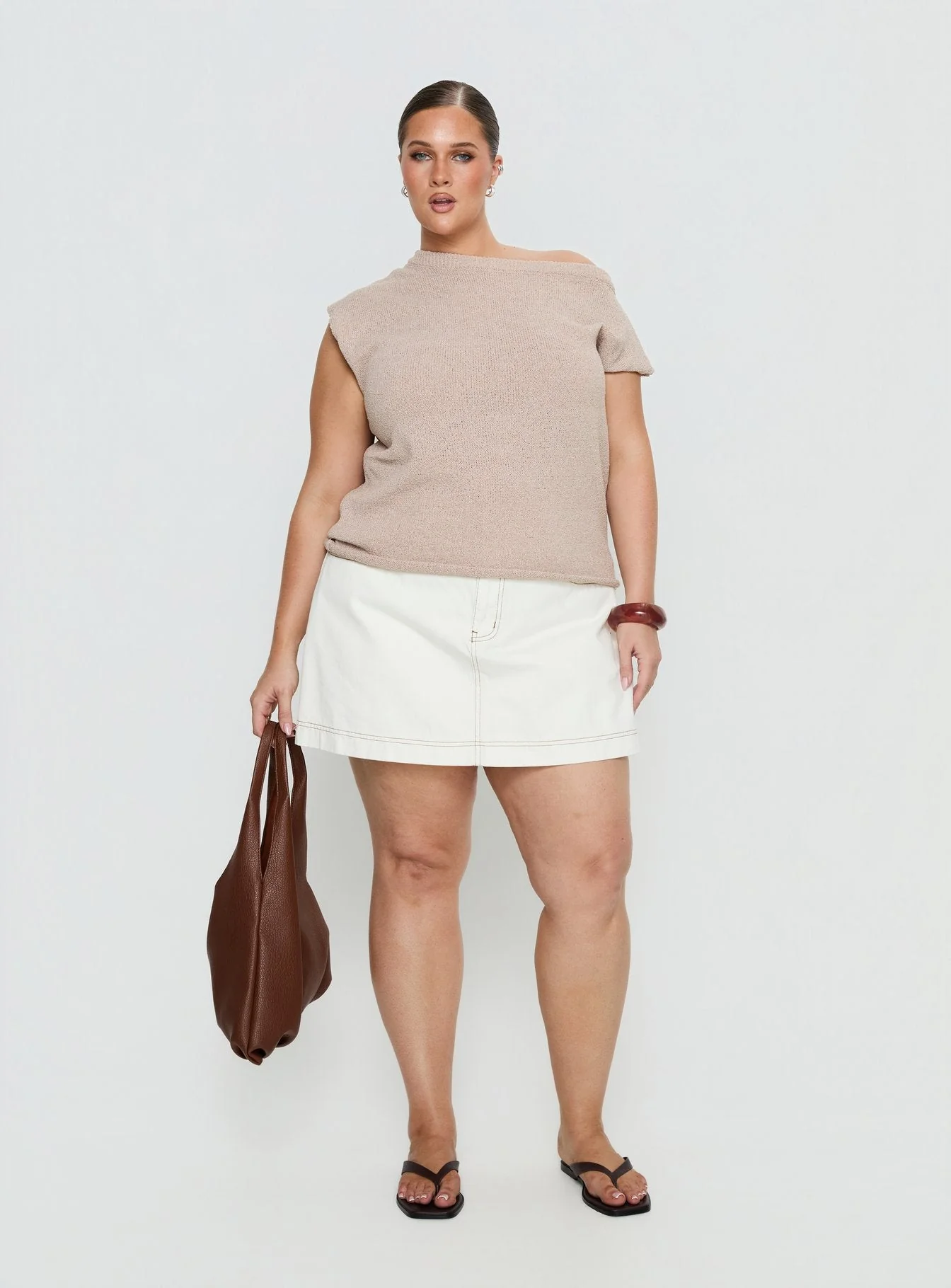 Katlynne Denim Mini Skort White Curve - Image 3