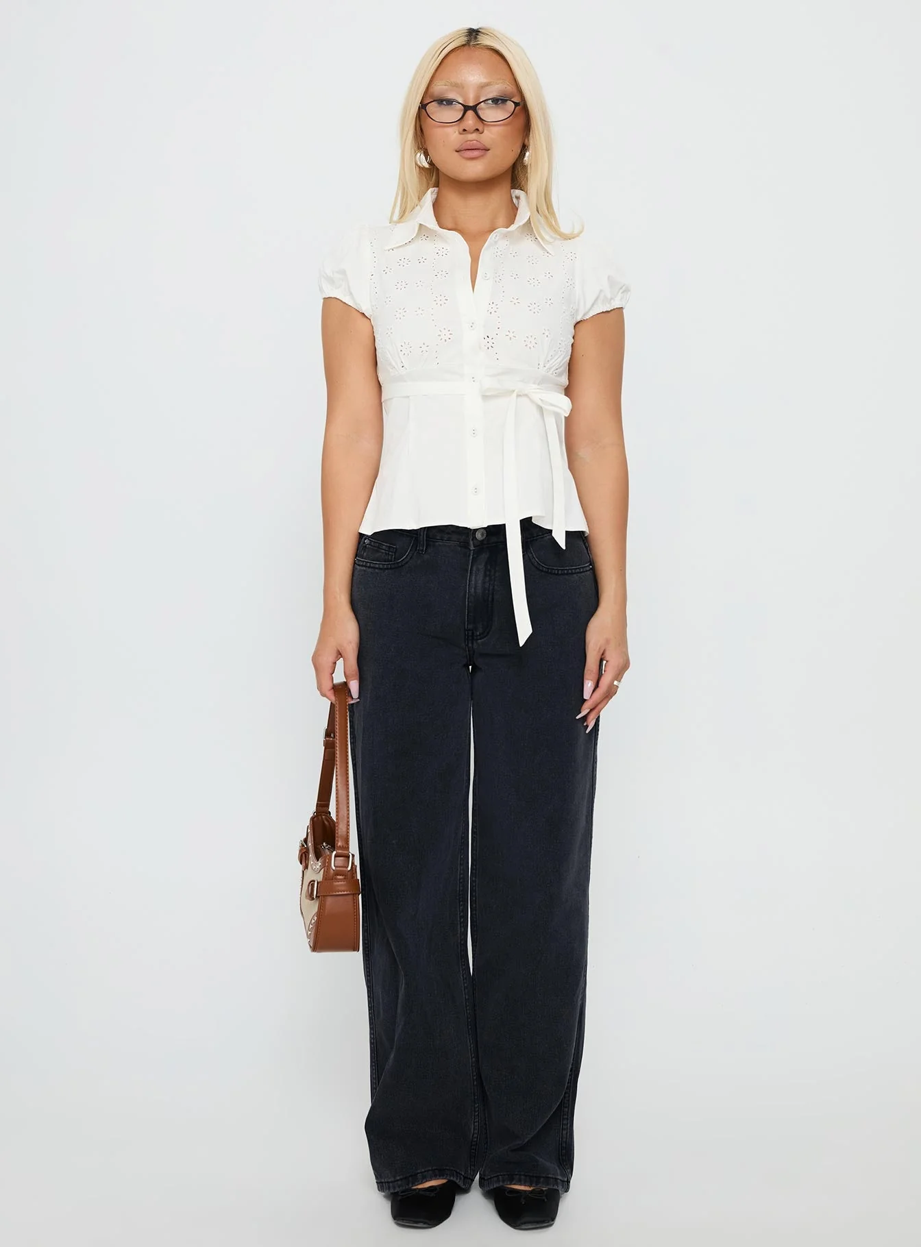 Kavira Tie Bust Short Sleeve Shirt White - Image 7