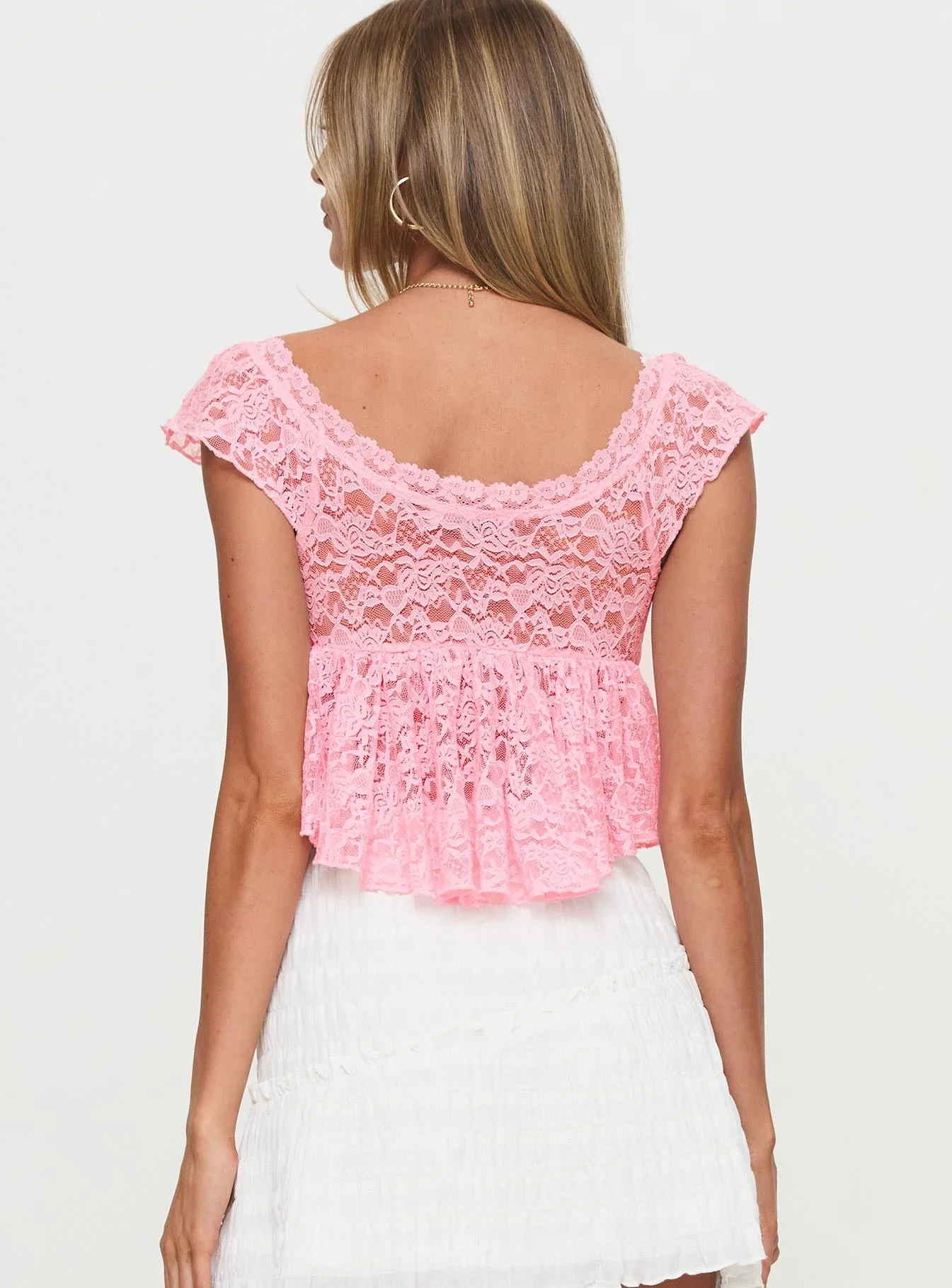 Keogh Frill Lace Top Pink - Image 5