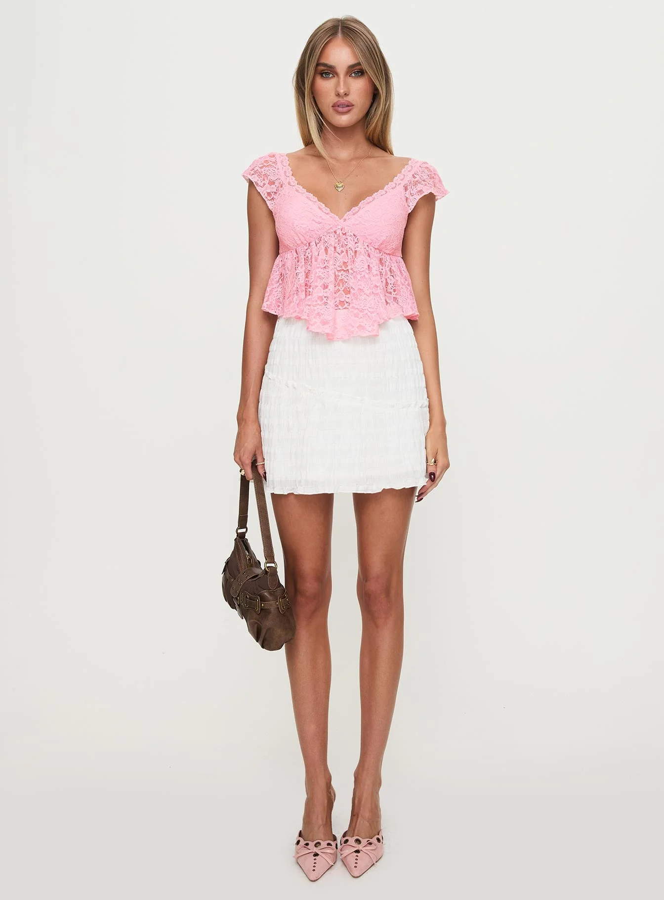 Keogh Frill Lace Top Pink - Image 7