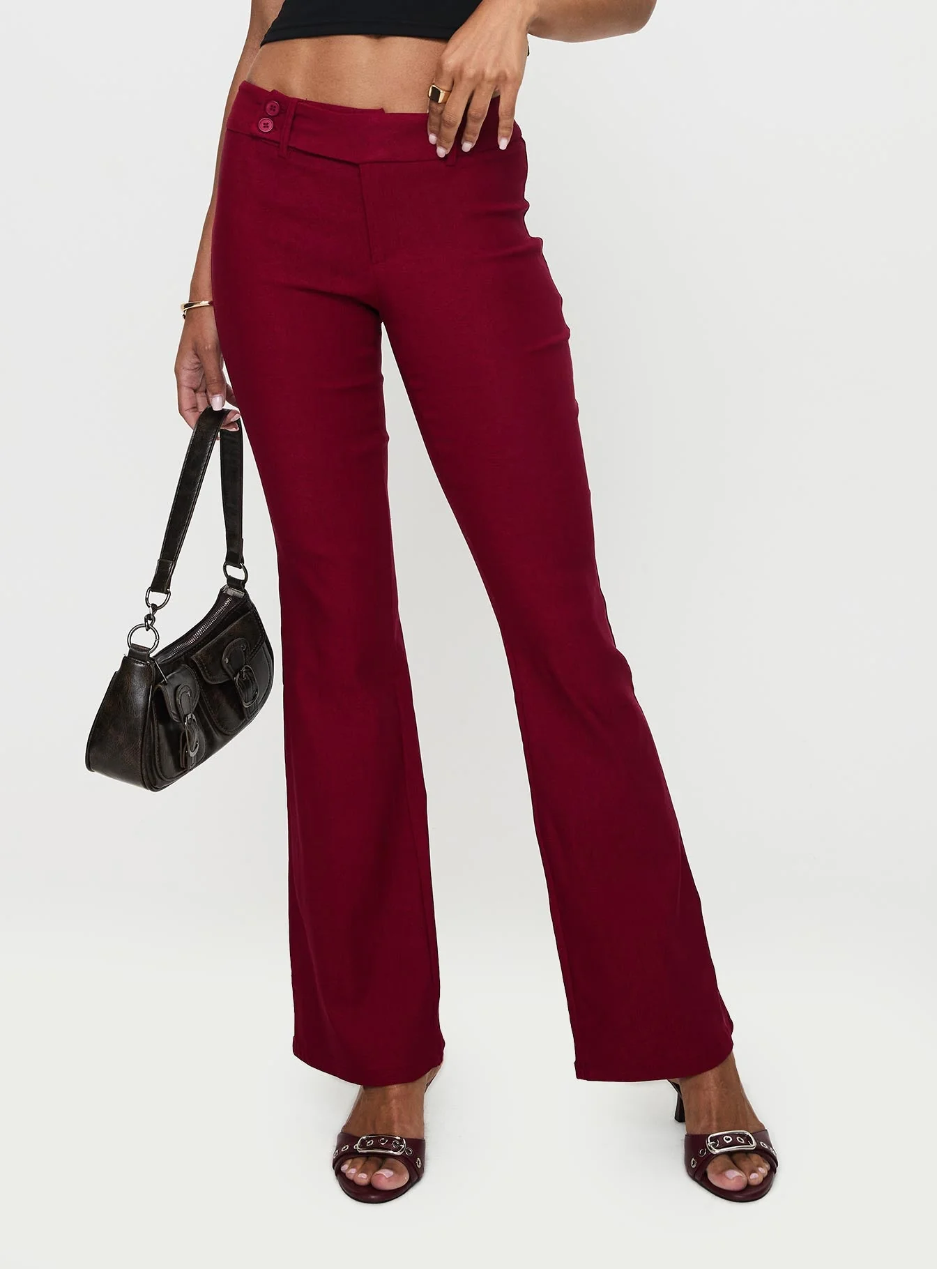 Kinkirk Flared Pants Burgundy Petite - Image 2