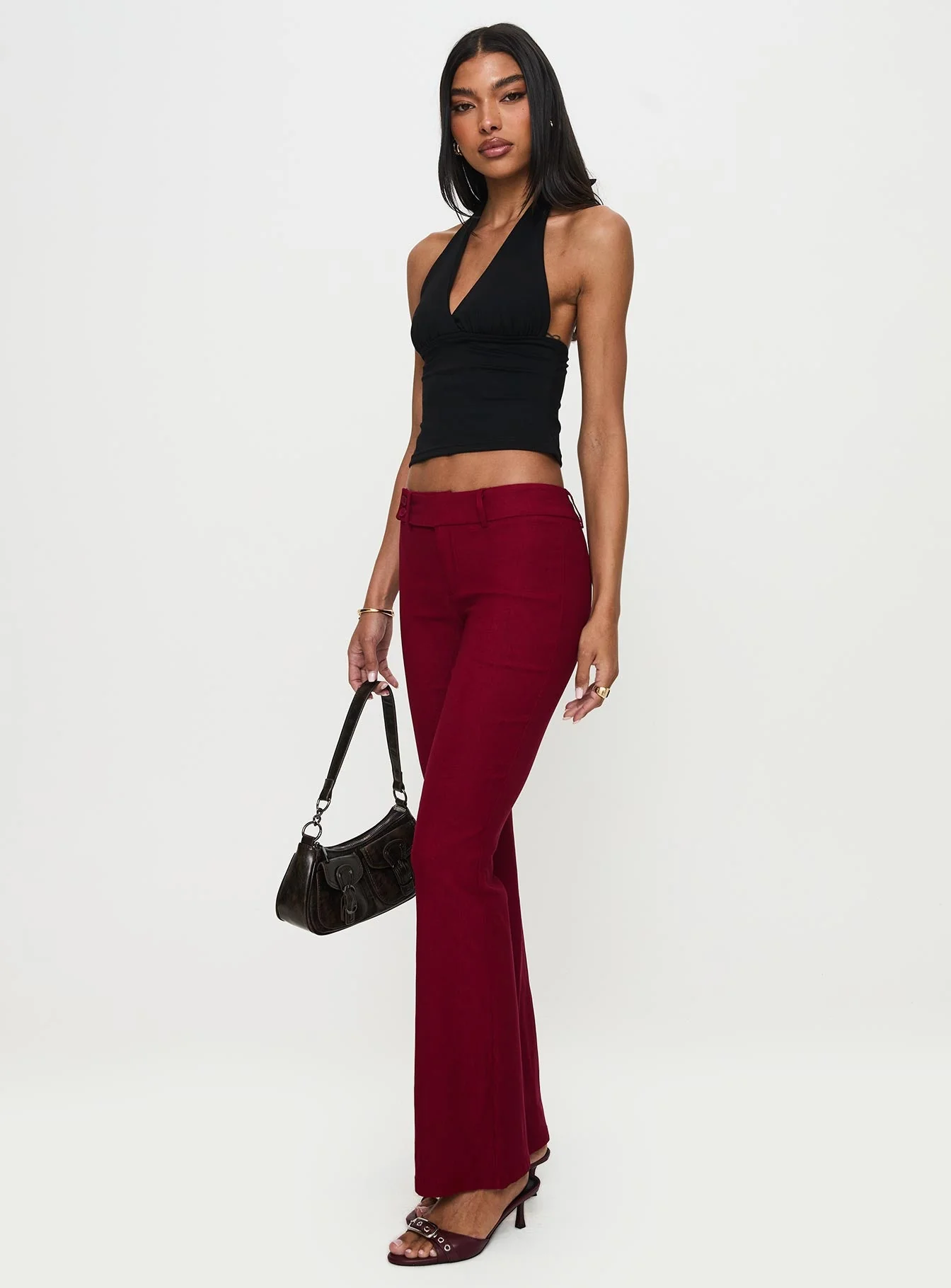 Kinkirk Flared Pants Burgundy Petite - Image 4