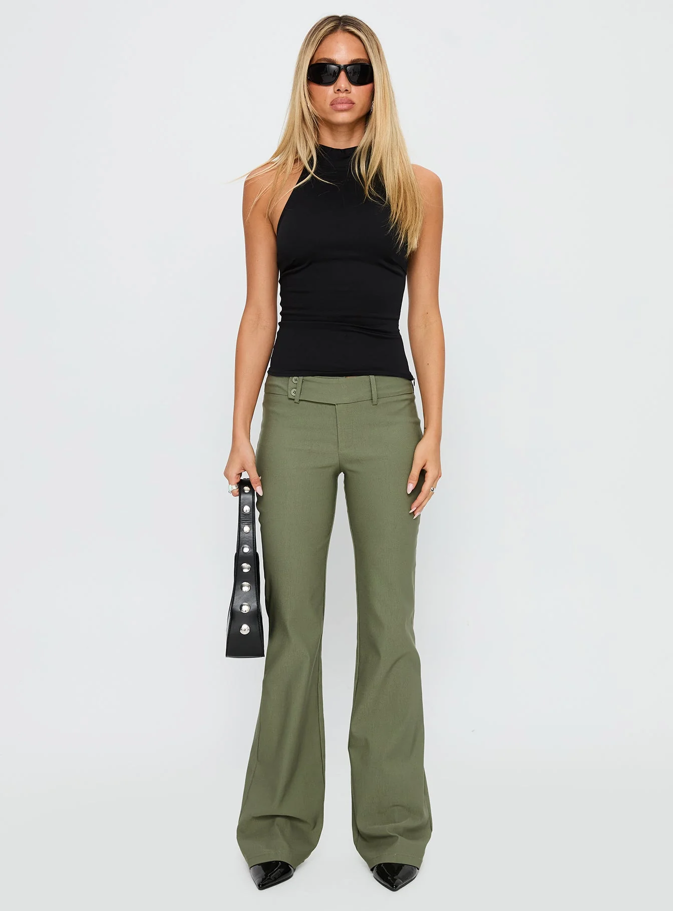 Kinkirk Flared Pants Olive Green - Image 7