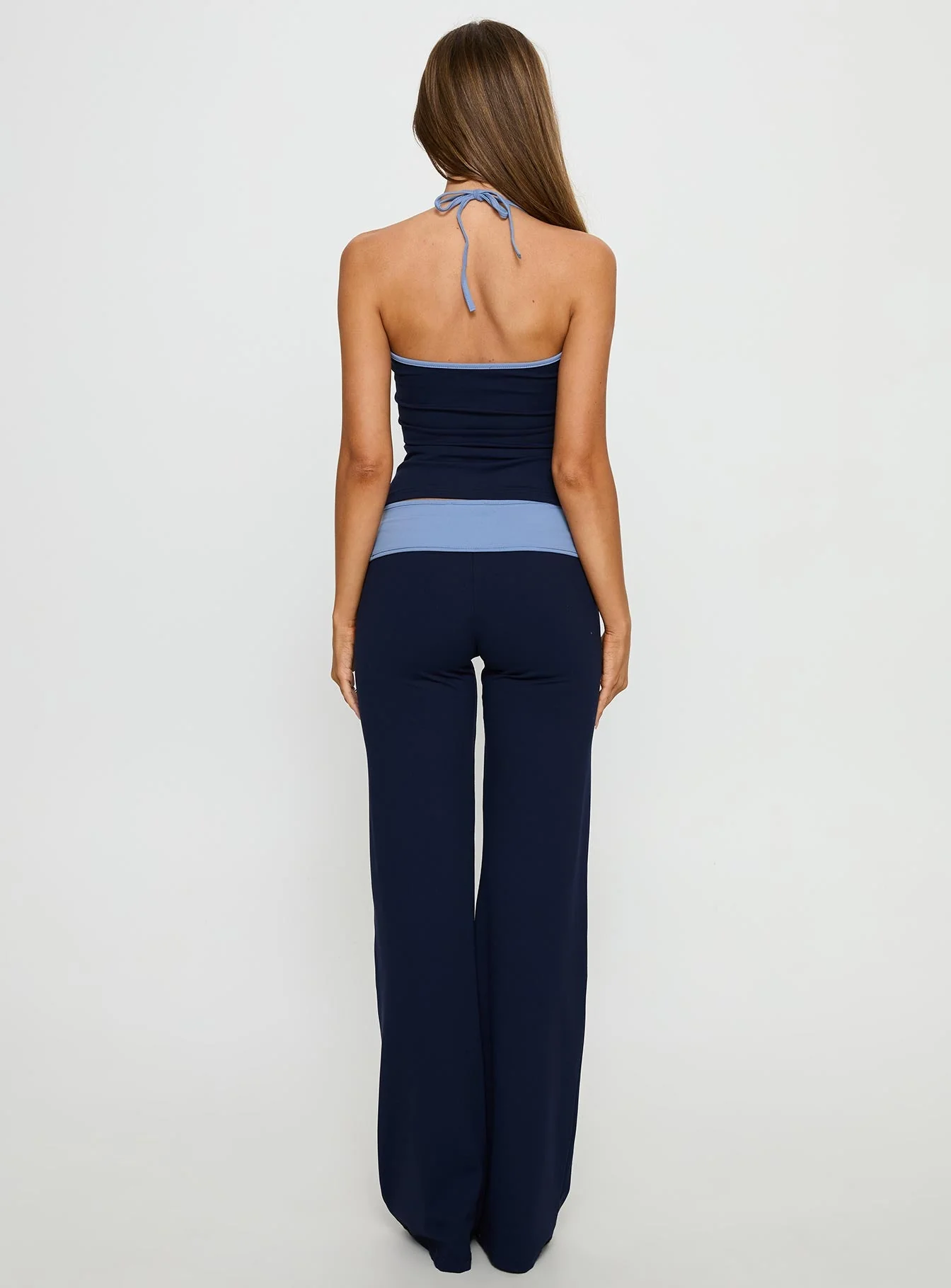 Kobee Jersey Flare Pants Navy / Light Blue - Image 5