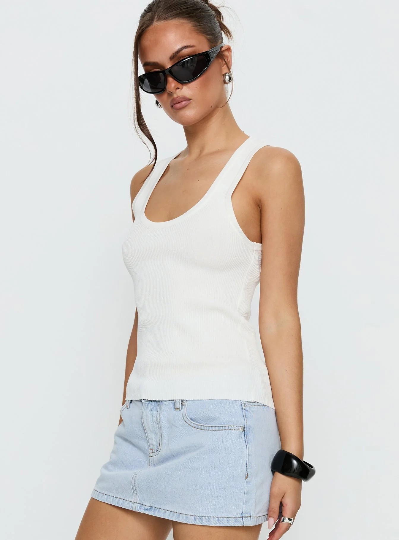Kyrella Longline Tank Top White - Image 4