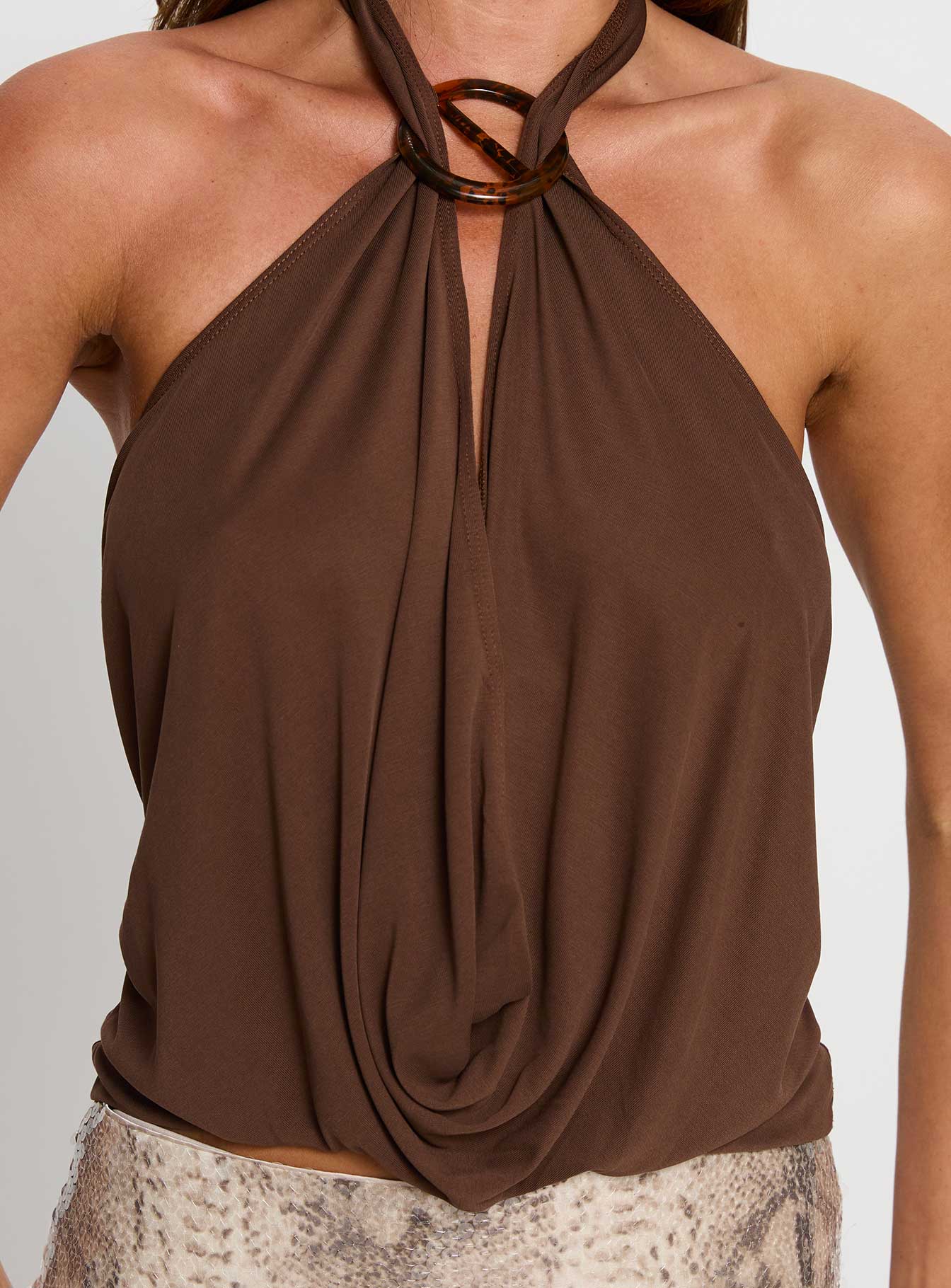 Lanelle Ring Detail Top Chocolate - Image 6