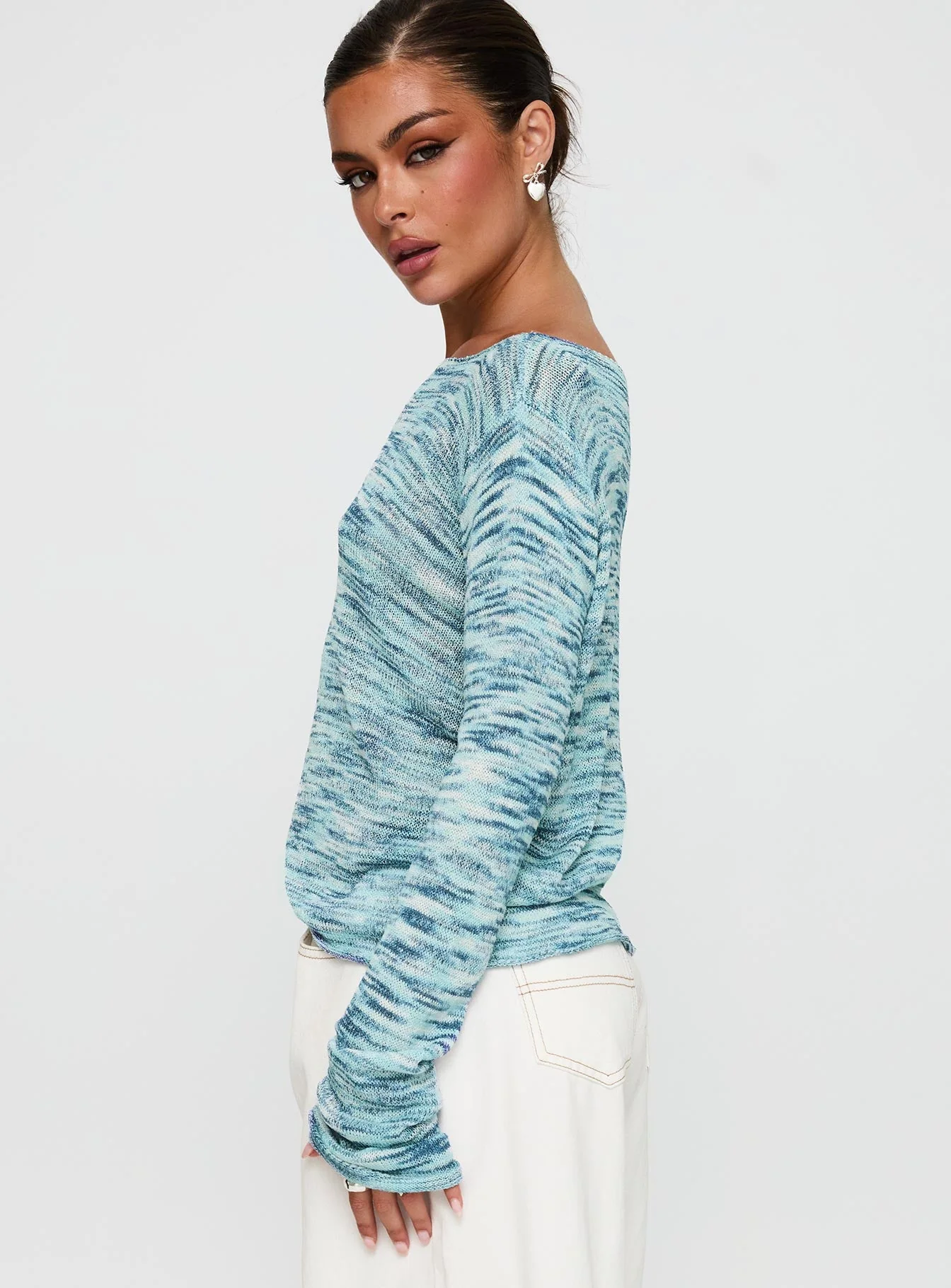 Lay Your Cards Knit Sweater Blue Multi - Image 4