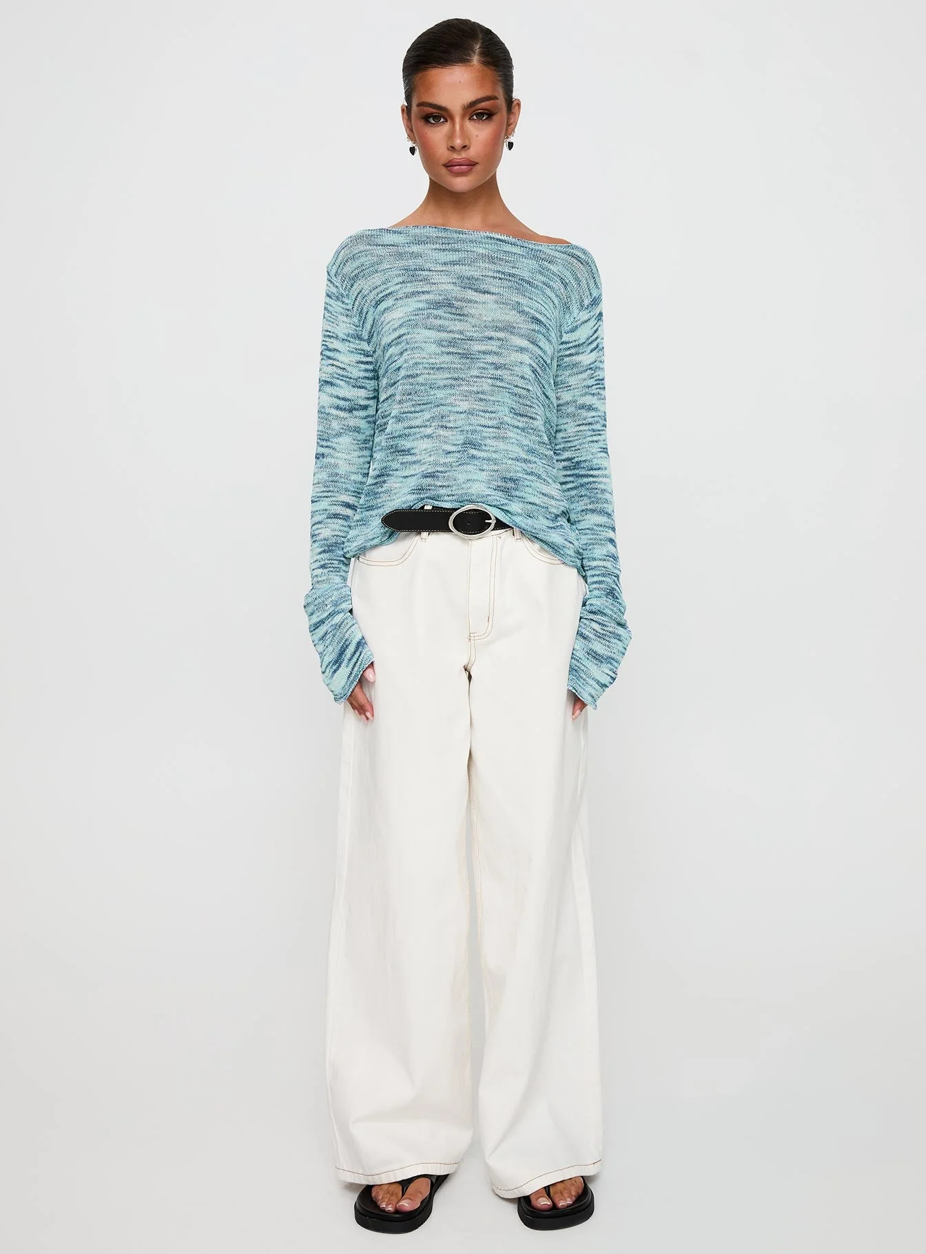 Lay Your Cards Knit Sweater Blue Multi - Image 7