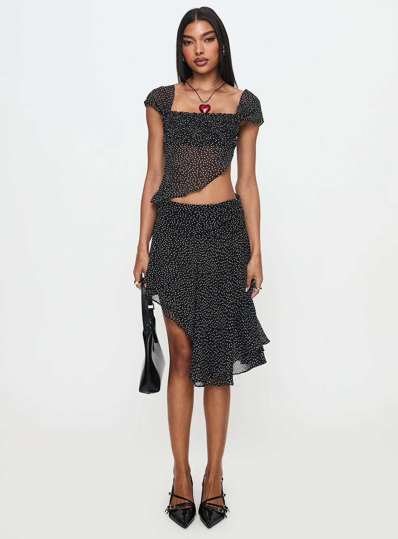 Legacy Midi Skirt Onyx Polka - Image 3