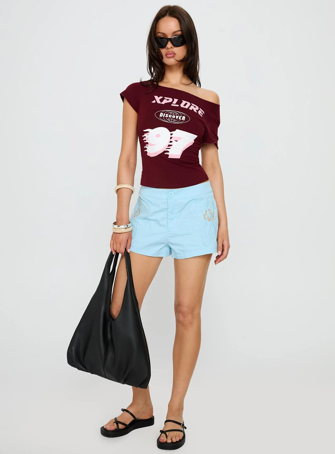 Leleia Embroidered Shorts Blue - Image 3