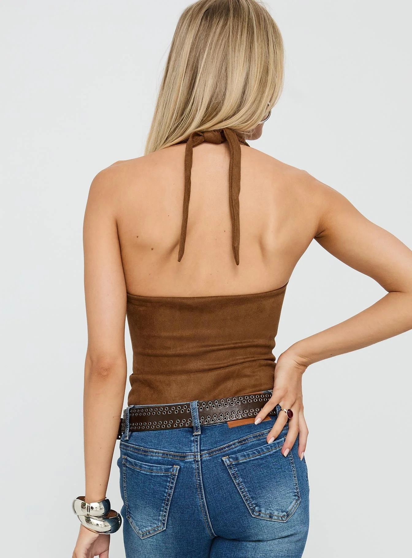 Liander Faux Suede Bodysuit Brown - Image 4