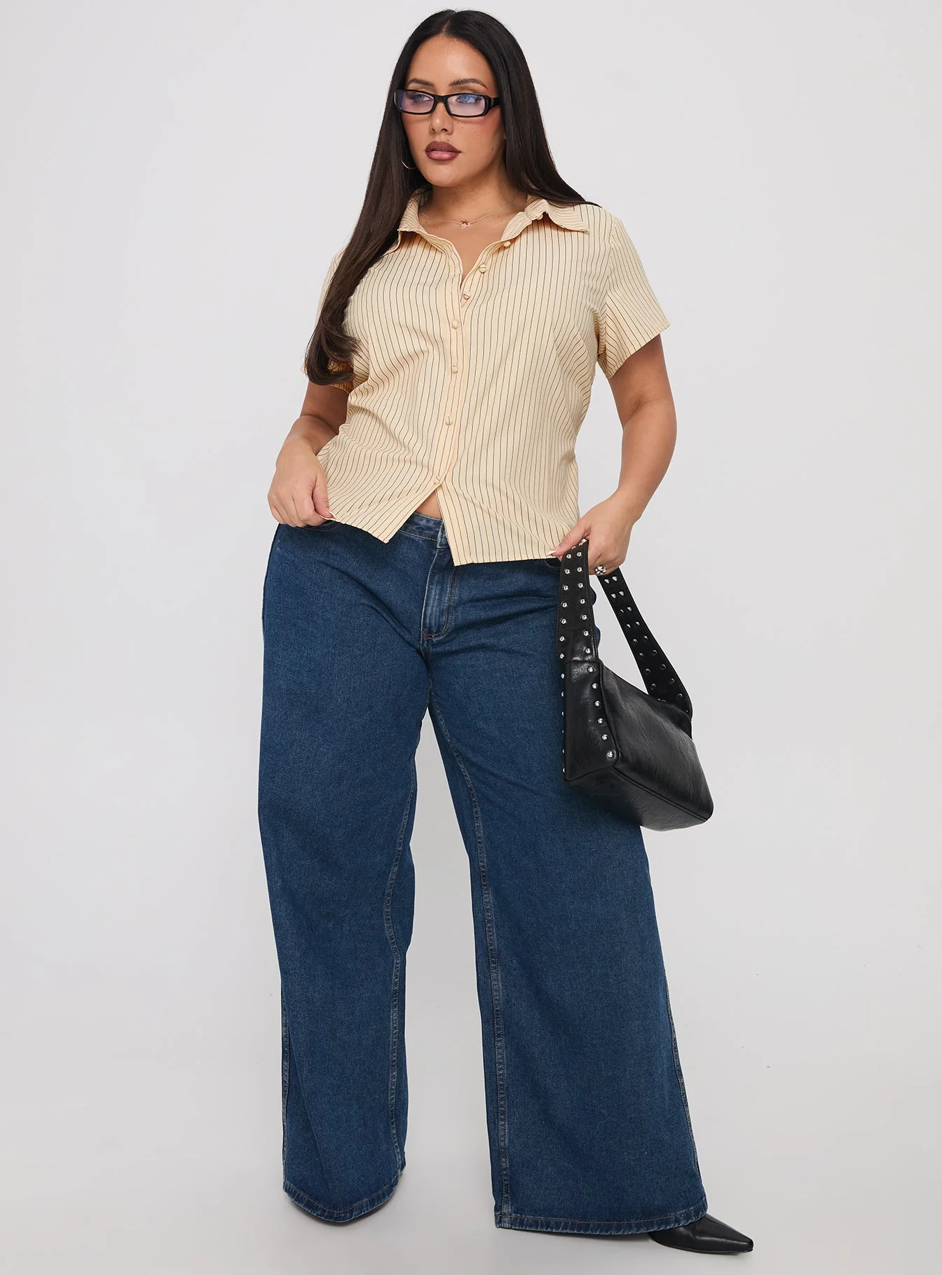 Lift Off Button Up Top Cream / Navy Stripe Curve - Image 3
